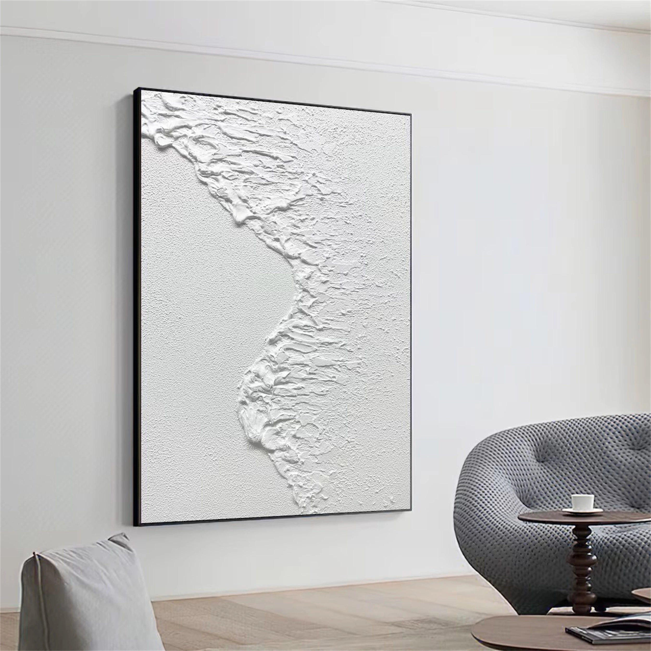 White Textured Minimalist Wall Art #WT094