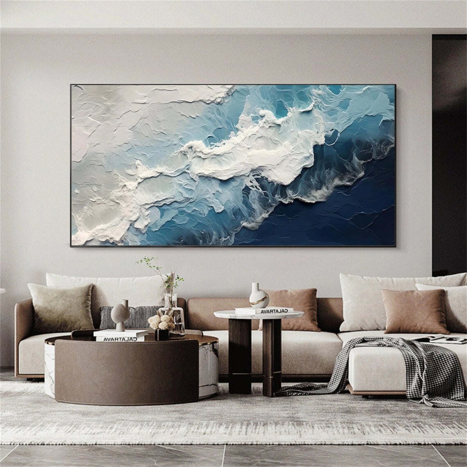Sky And Ocean Abstract Textured Wall Art #SO396