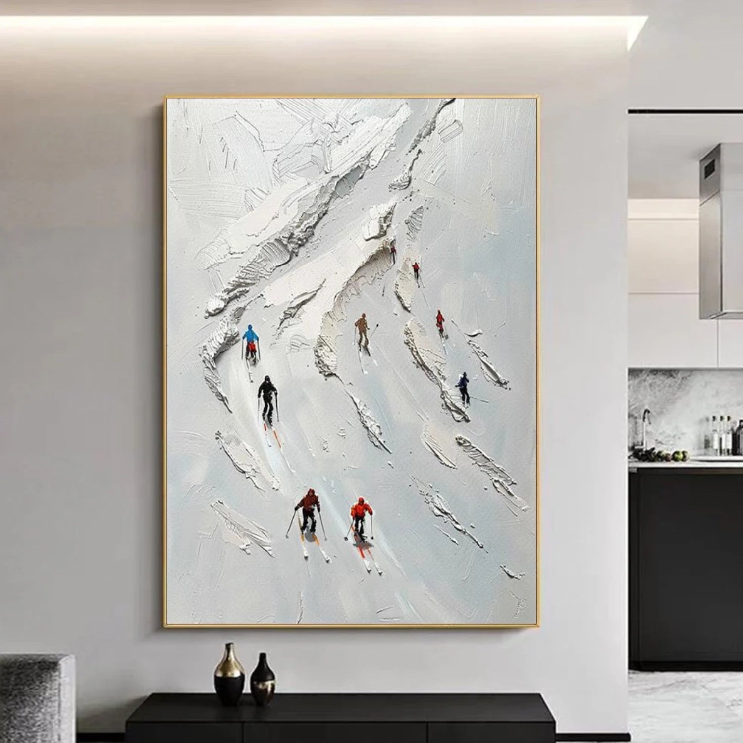 Skiing Sport Textured Wall Art #BA033
