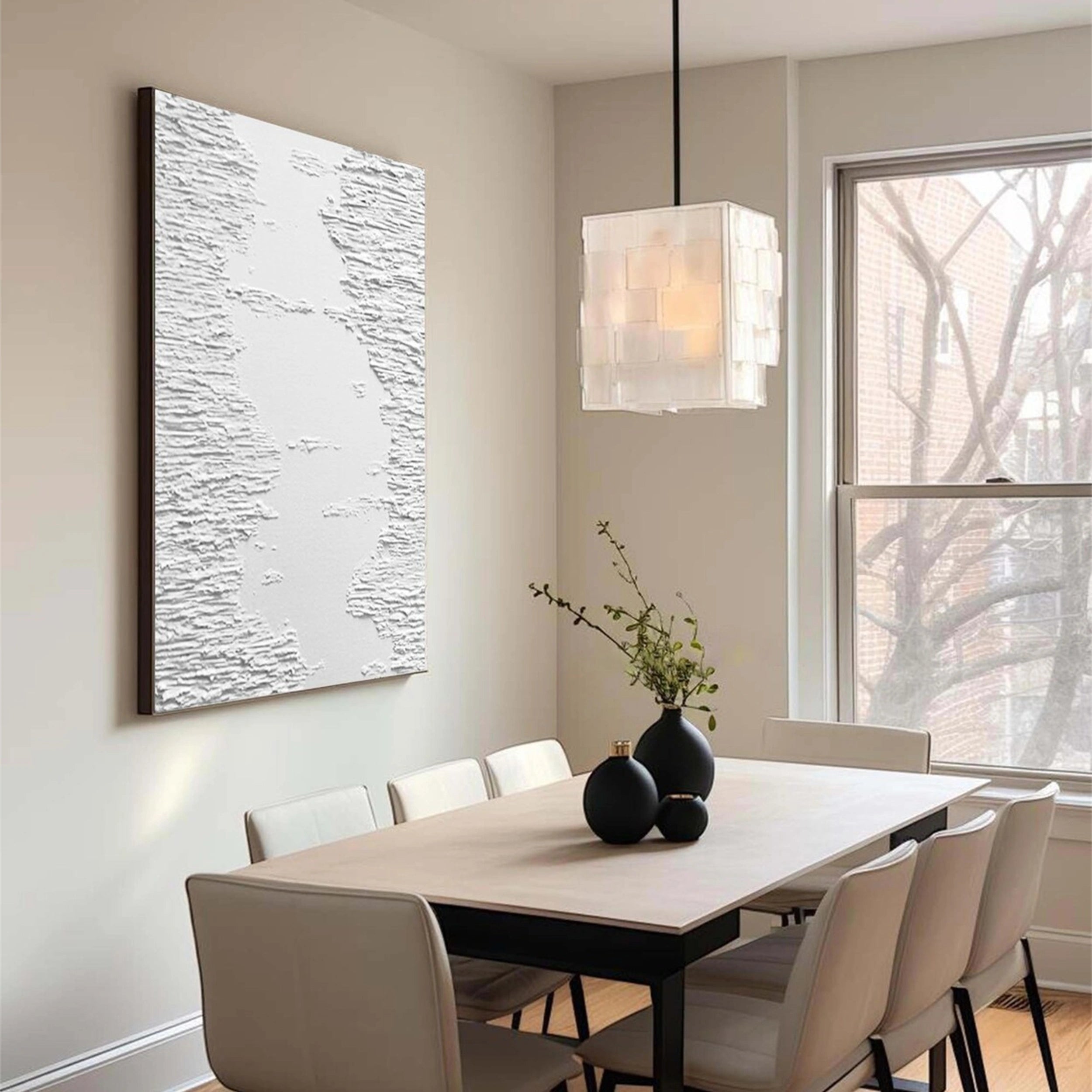White Textured Minimalist Wall Art #WT086