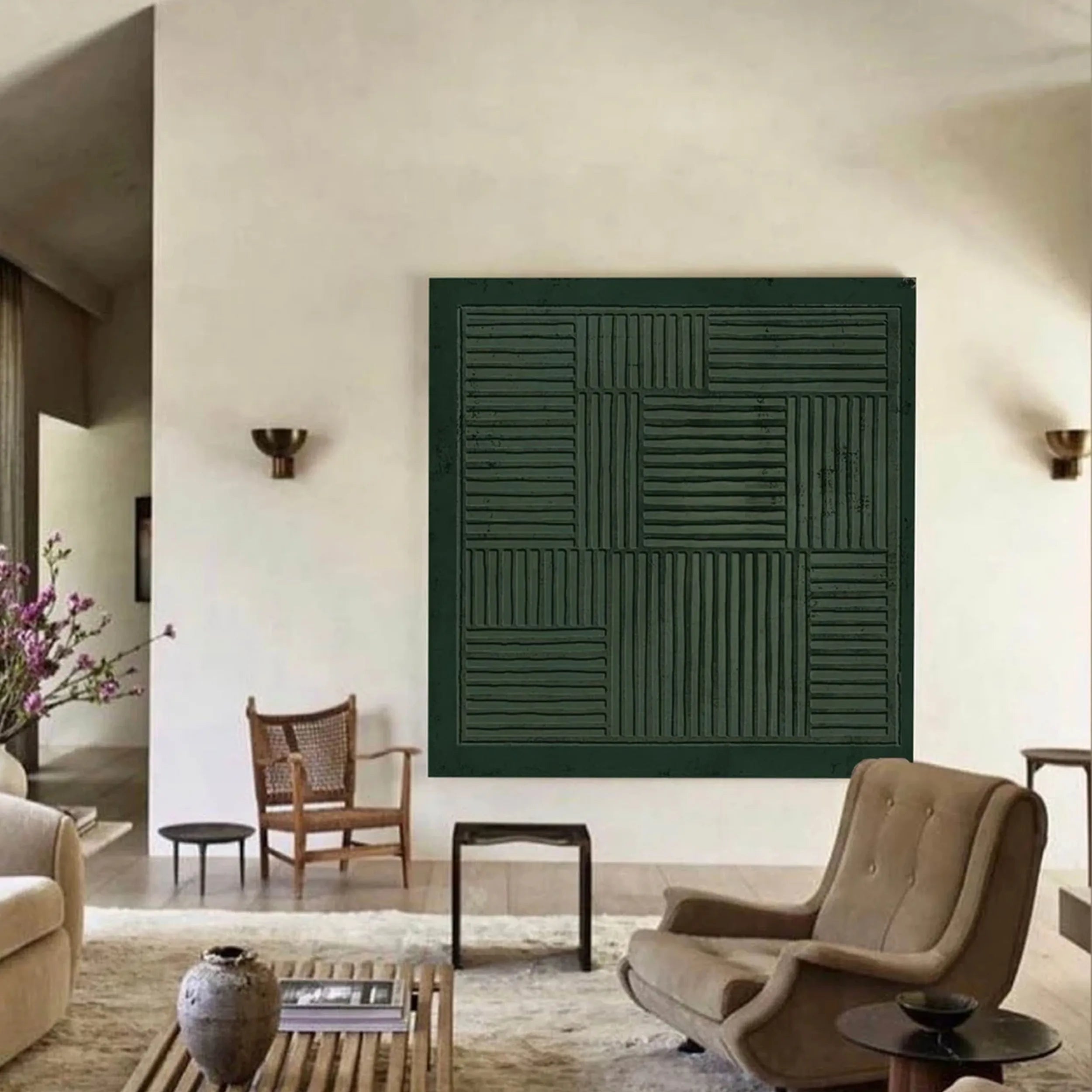 Green Textured Minimalist Wall Art #GT010
