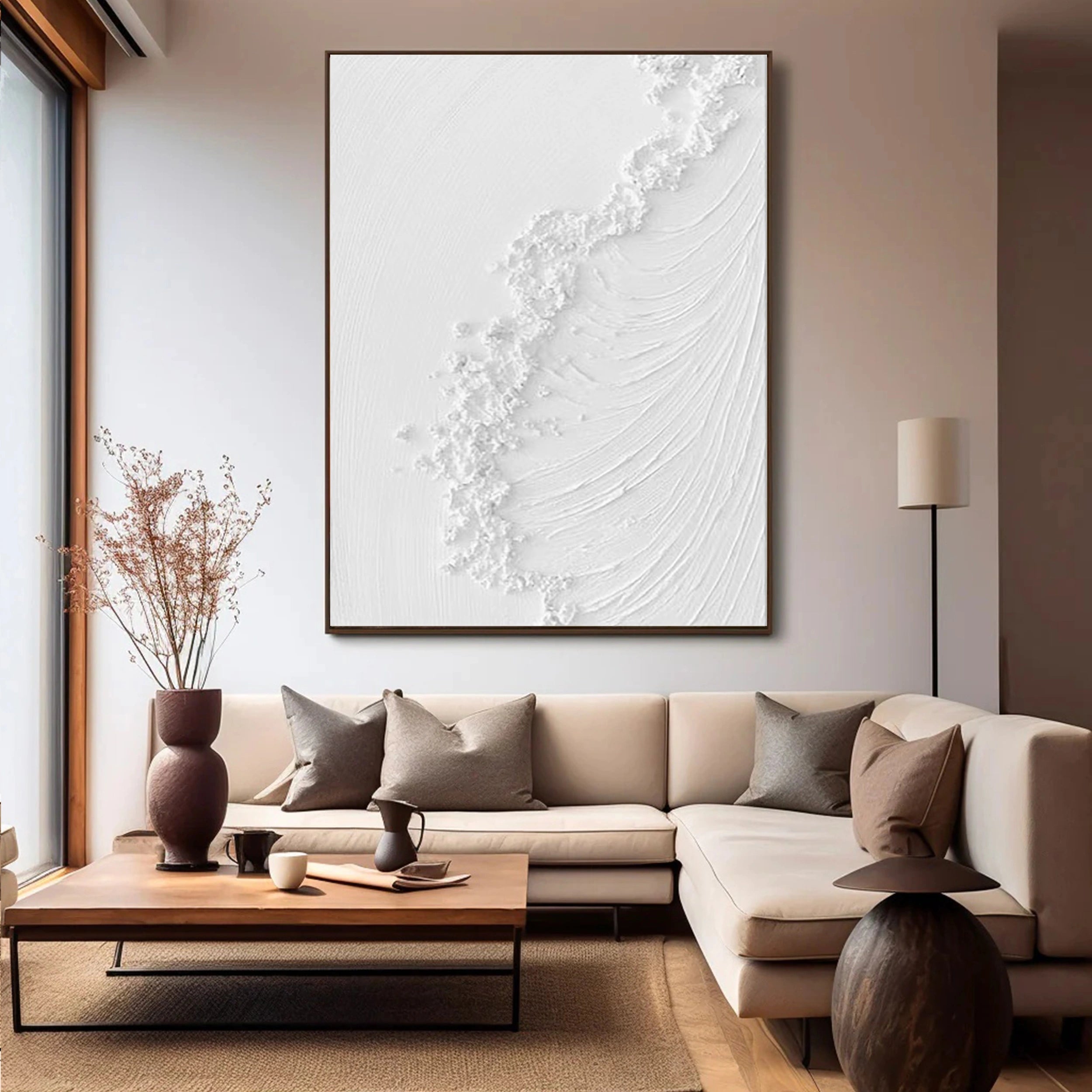 White Textured Minimalist Wall Art #WT052