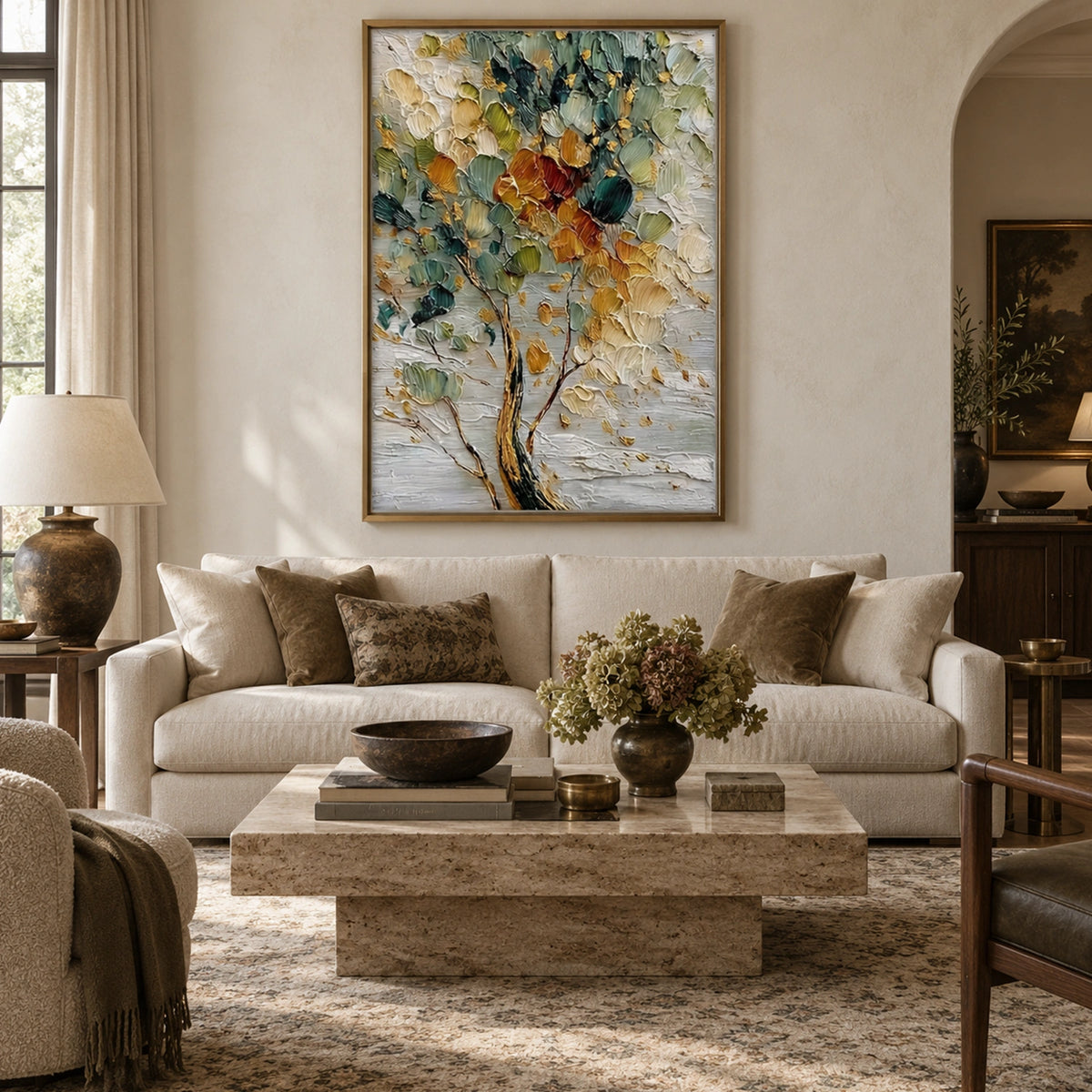 Tree And Flower Abstract Textured Wall Art #TF225
