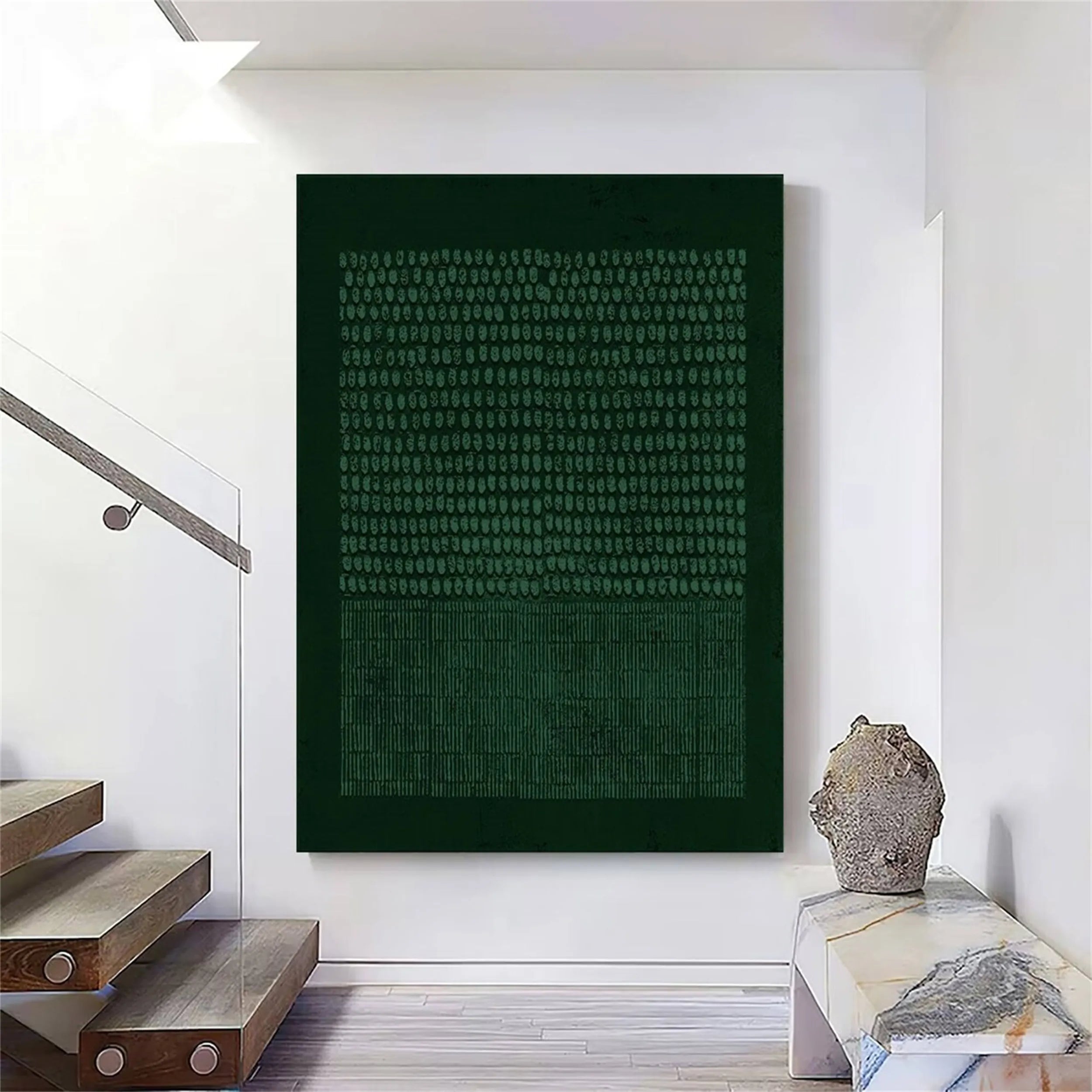 Green Textured Minimalist Wall Art #GT011