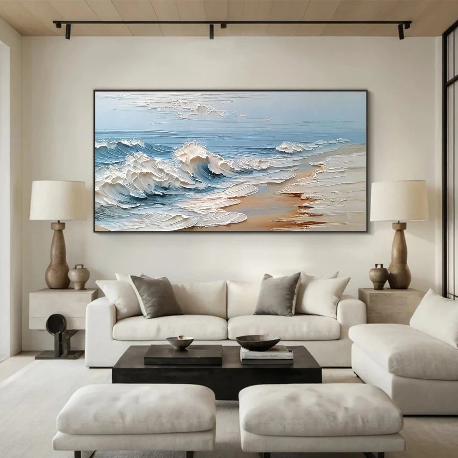 Sky And Ocean Abstract Textured Wall Art #SO413