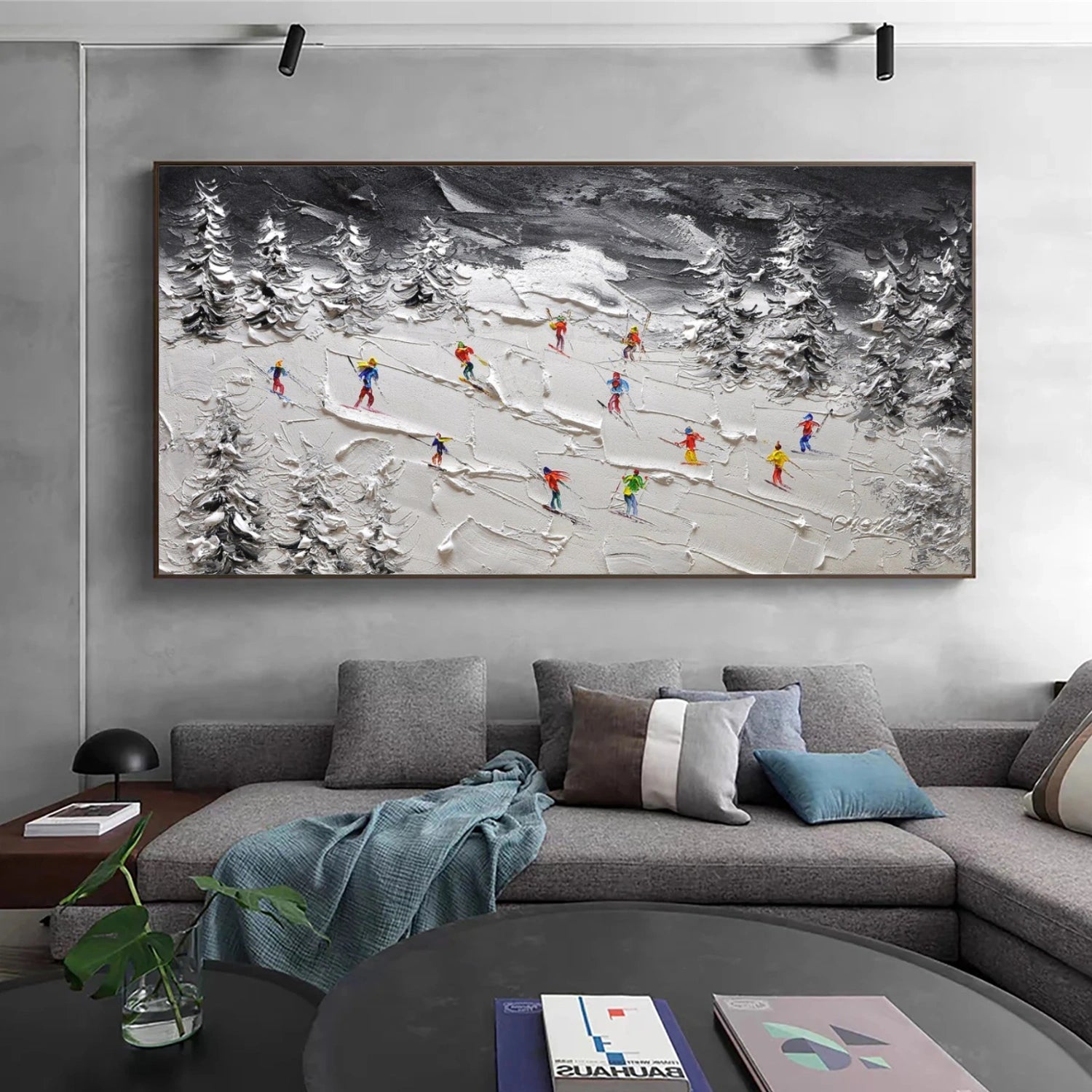 Skiing Sport Textured Wall Art #BA029