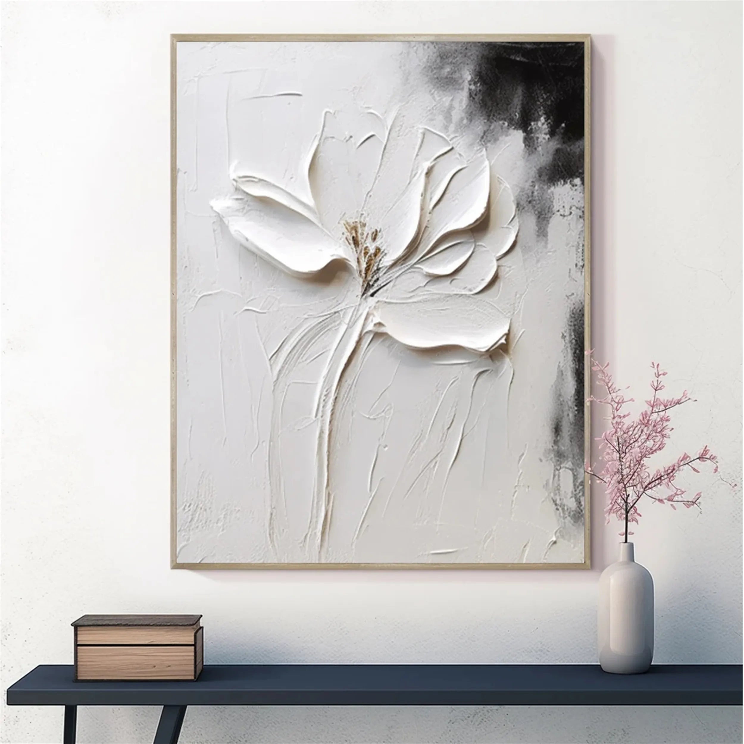 Black and White Tree And Flower Painting #TF006