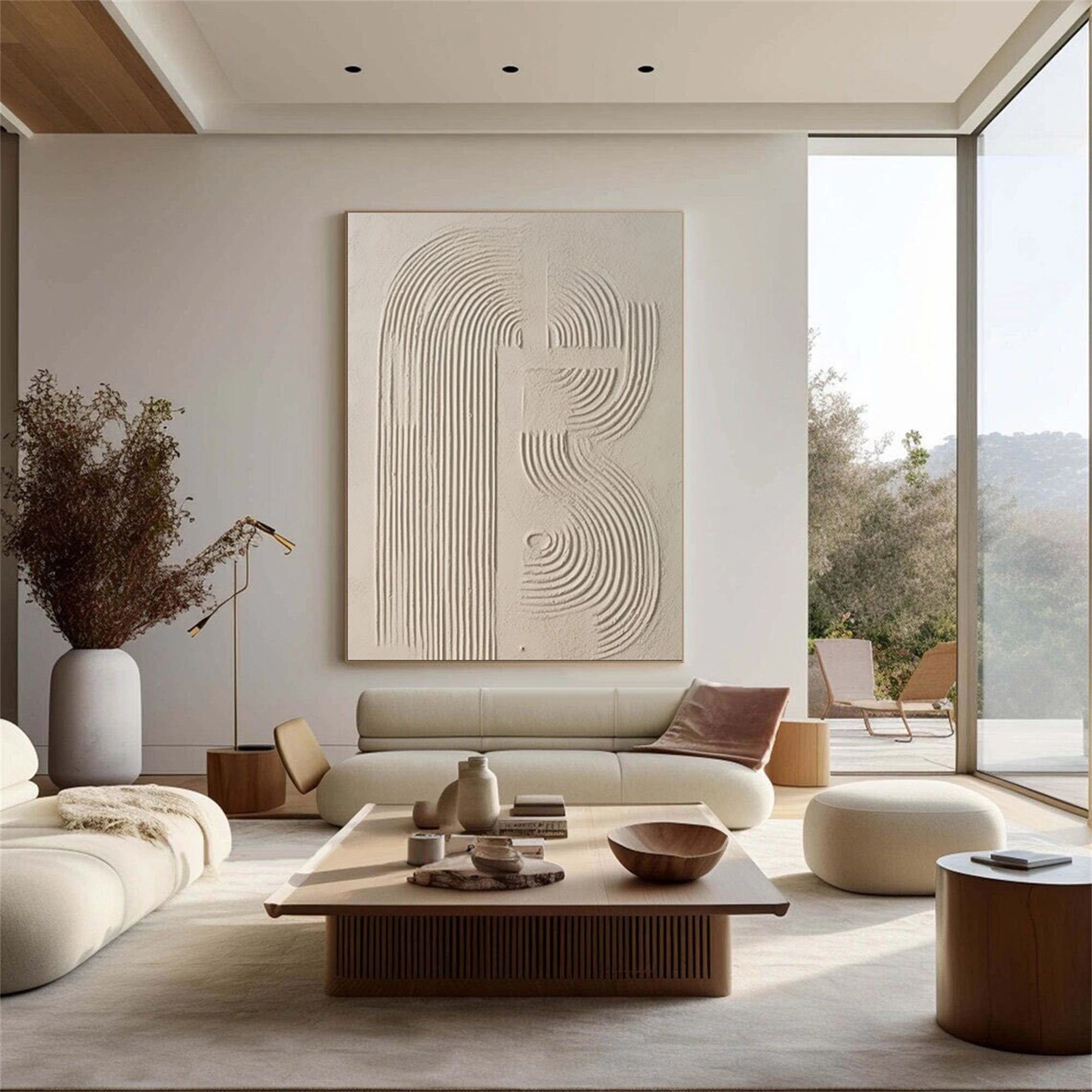 Beige & Brown Textured Minimalist Wall Art #BM025