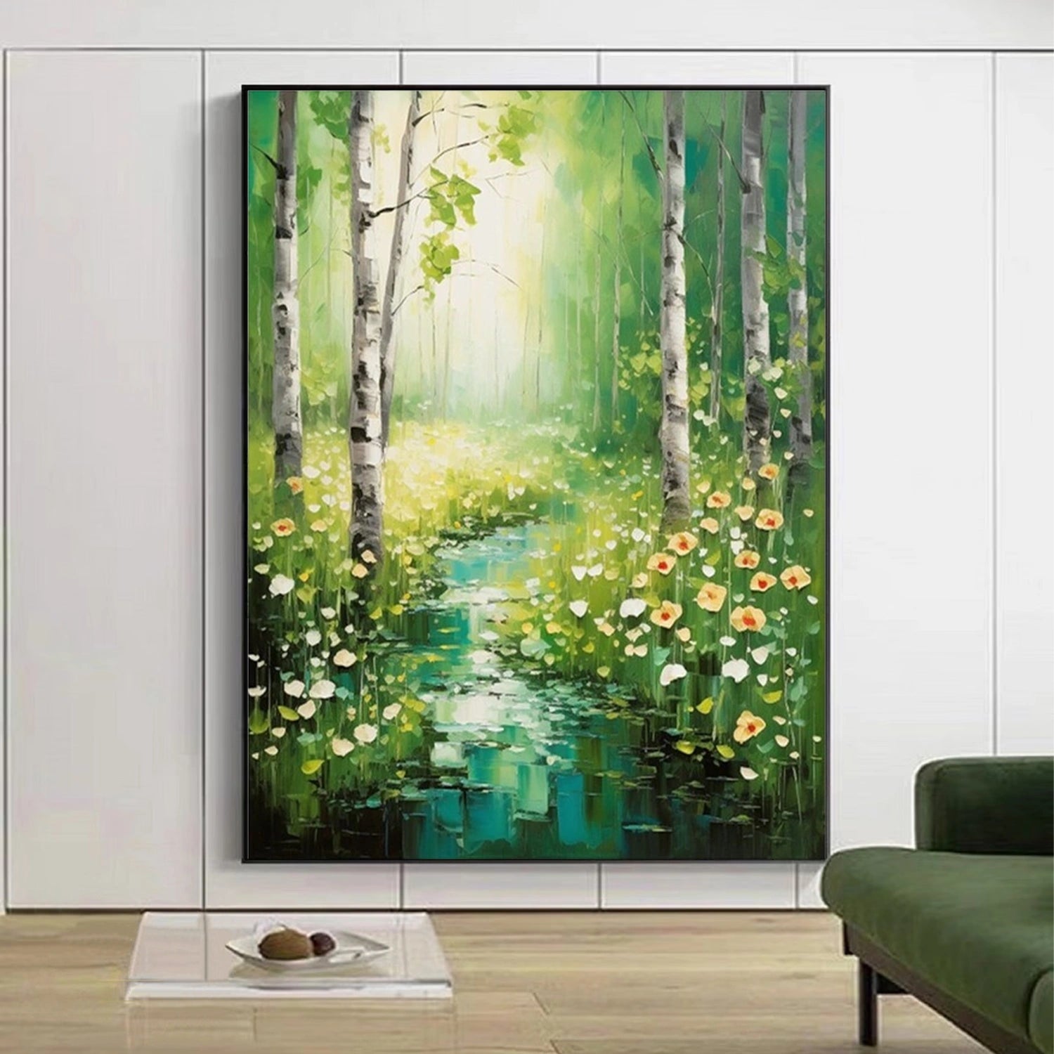 Green Tree And Flower Painting #TF081