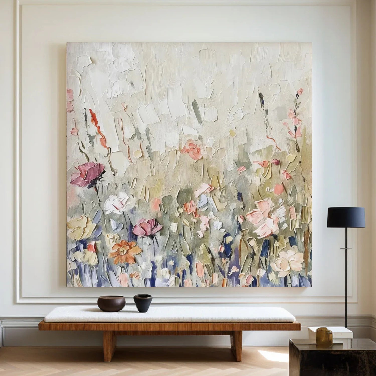 Colorful Tree And Flower Abstract Textured Wall Art #TF147