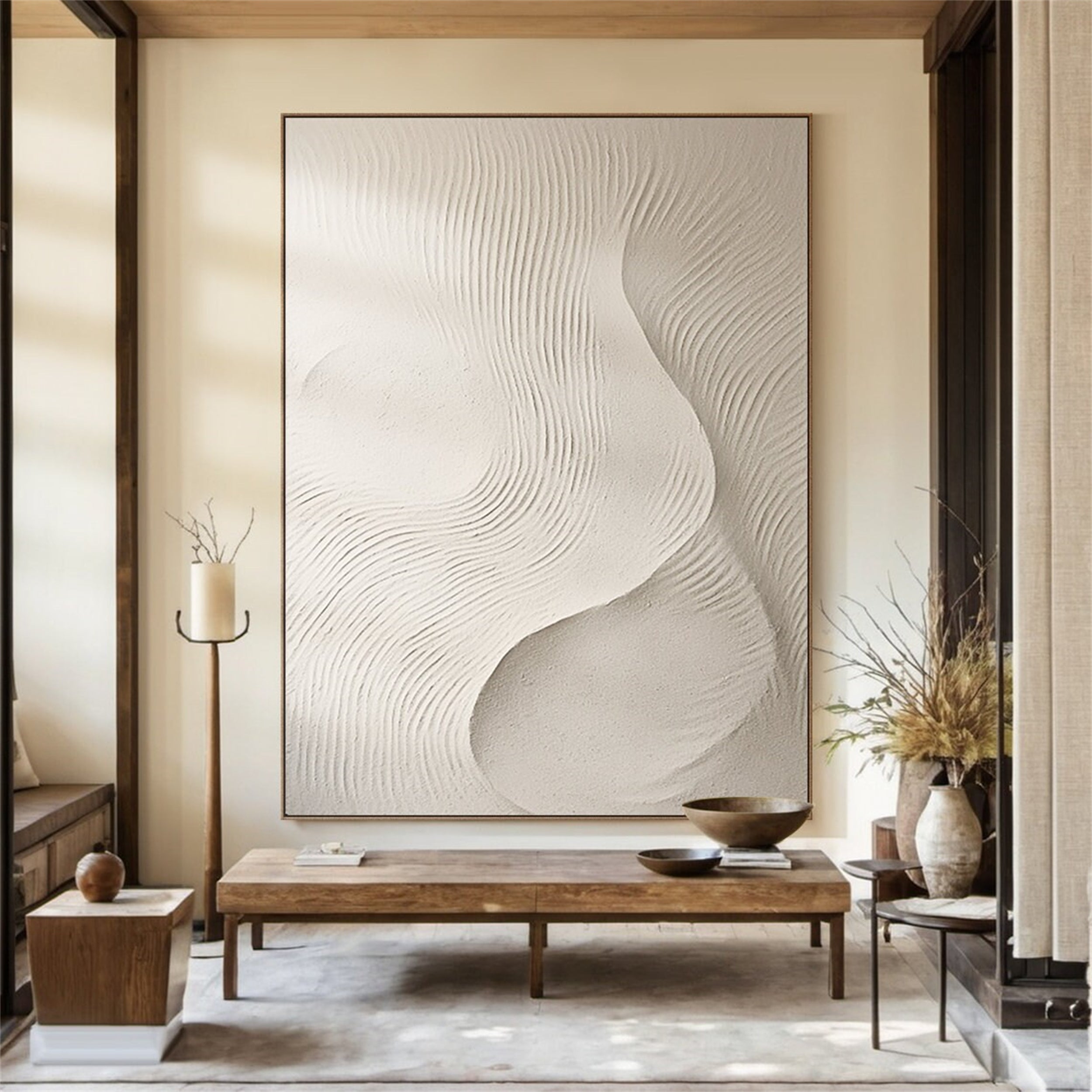 Beige & Brown Textured Minimalist Wall Art #BM046