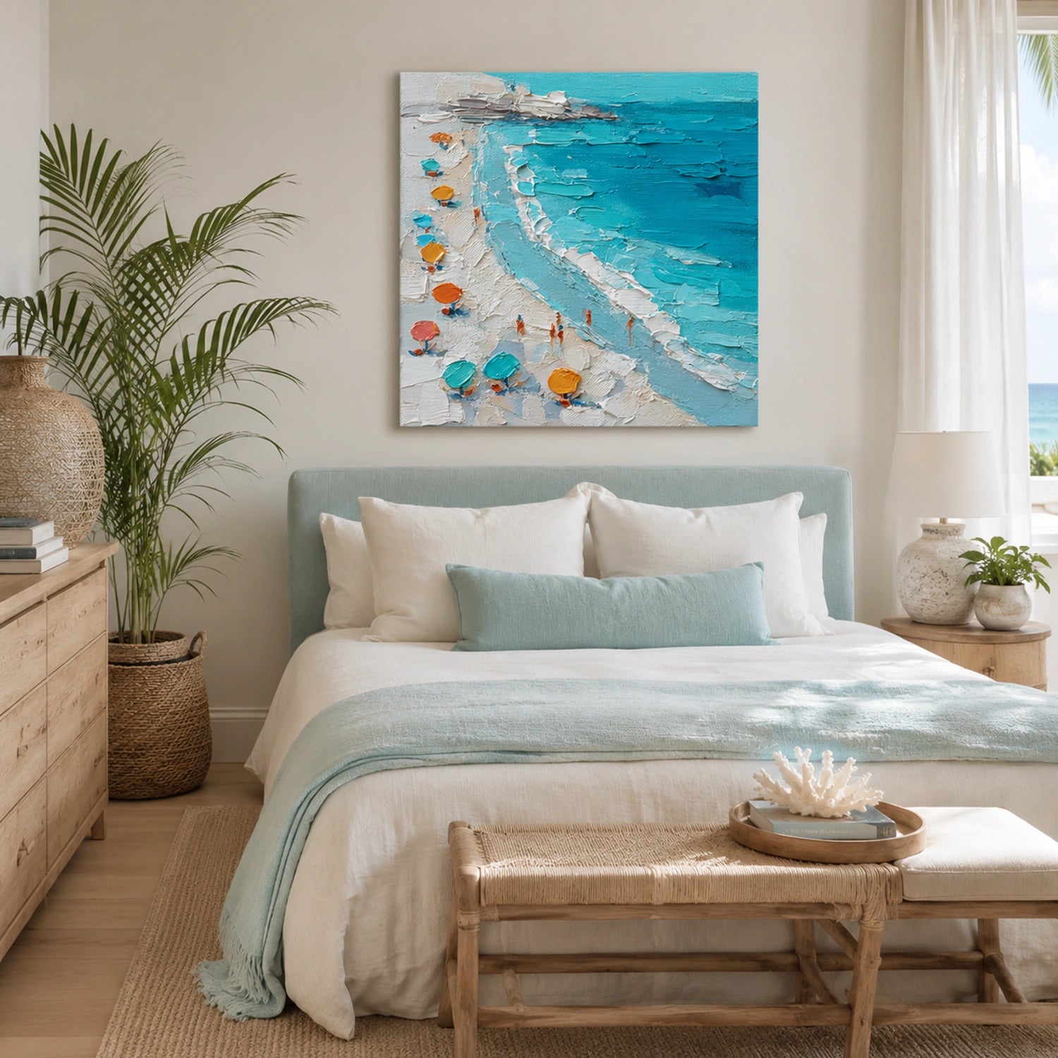 Sky And Ocean Abstract Textured Wall Art #SO419