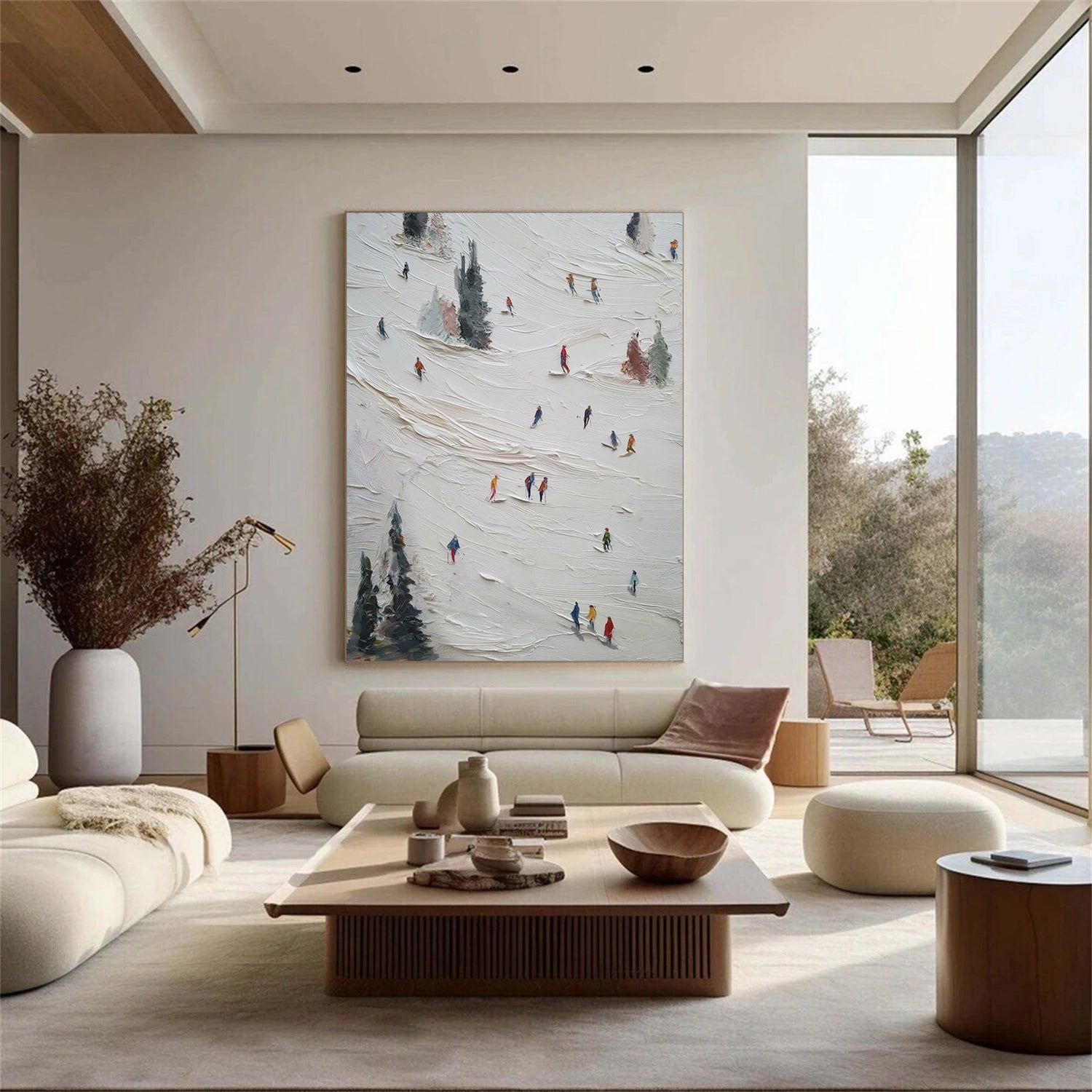 Skiing Sport Textured Wall Art #BA043