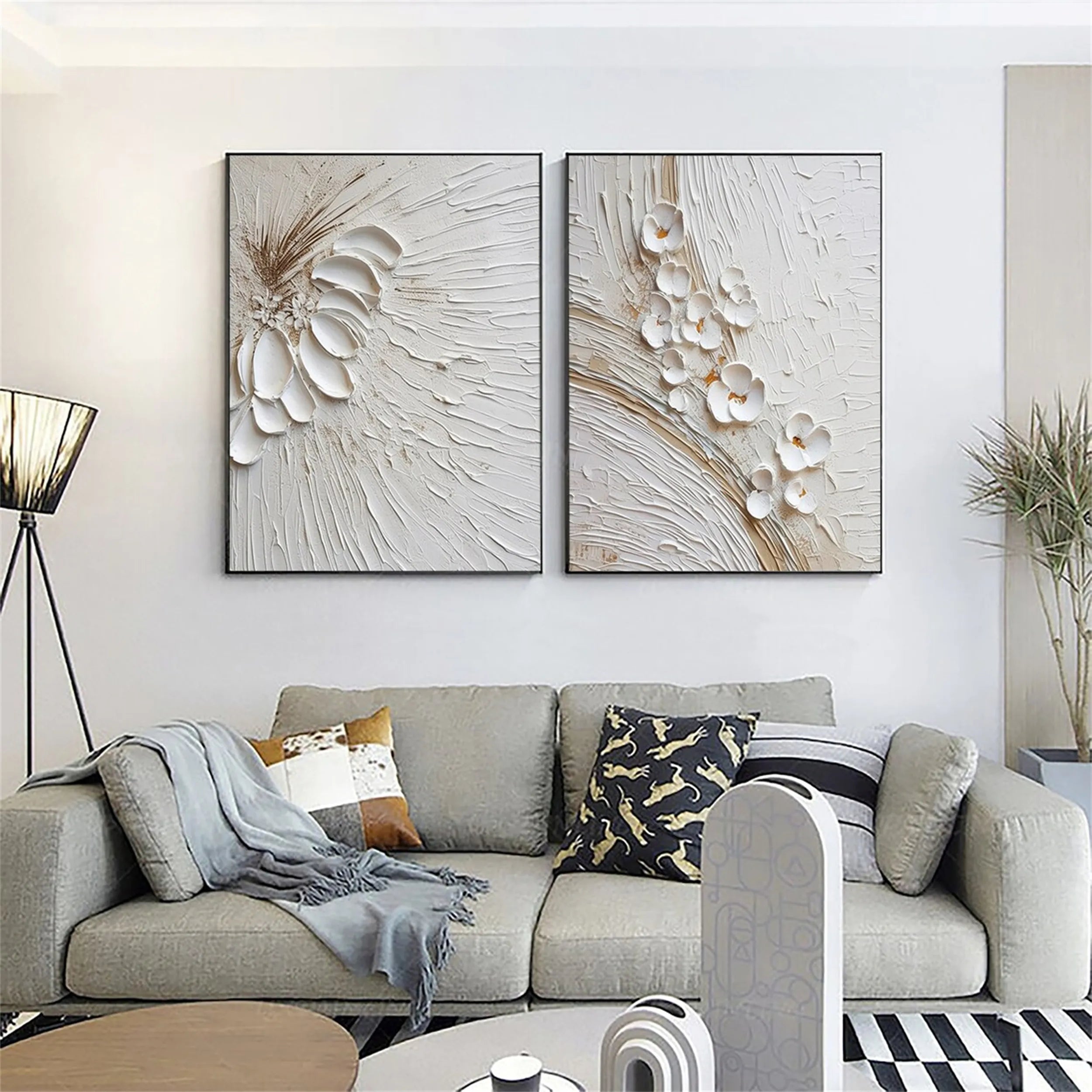 Colorful Tree And Flower Painting Set of 2 #TF008
