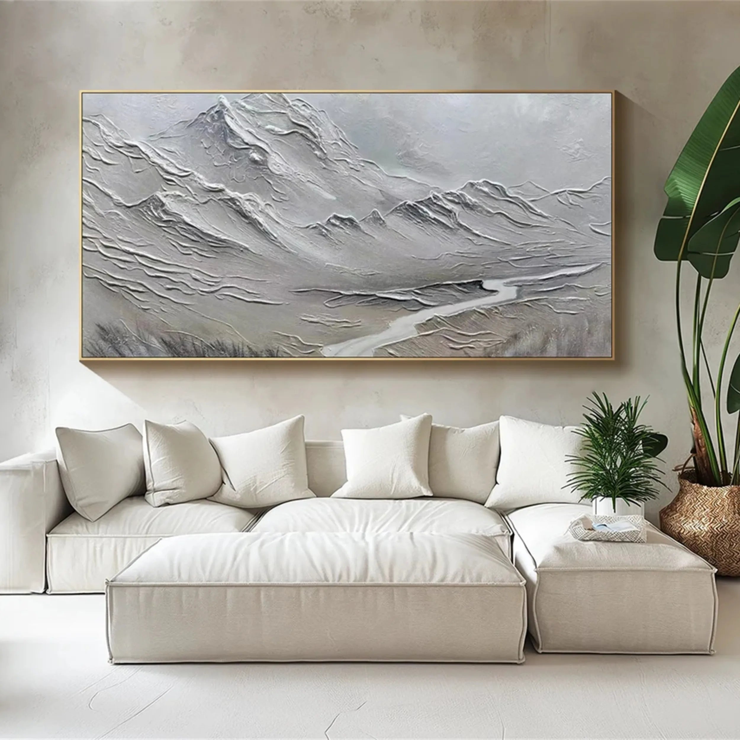 White Textured Minimalist Wall Art #WT119