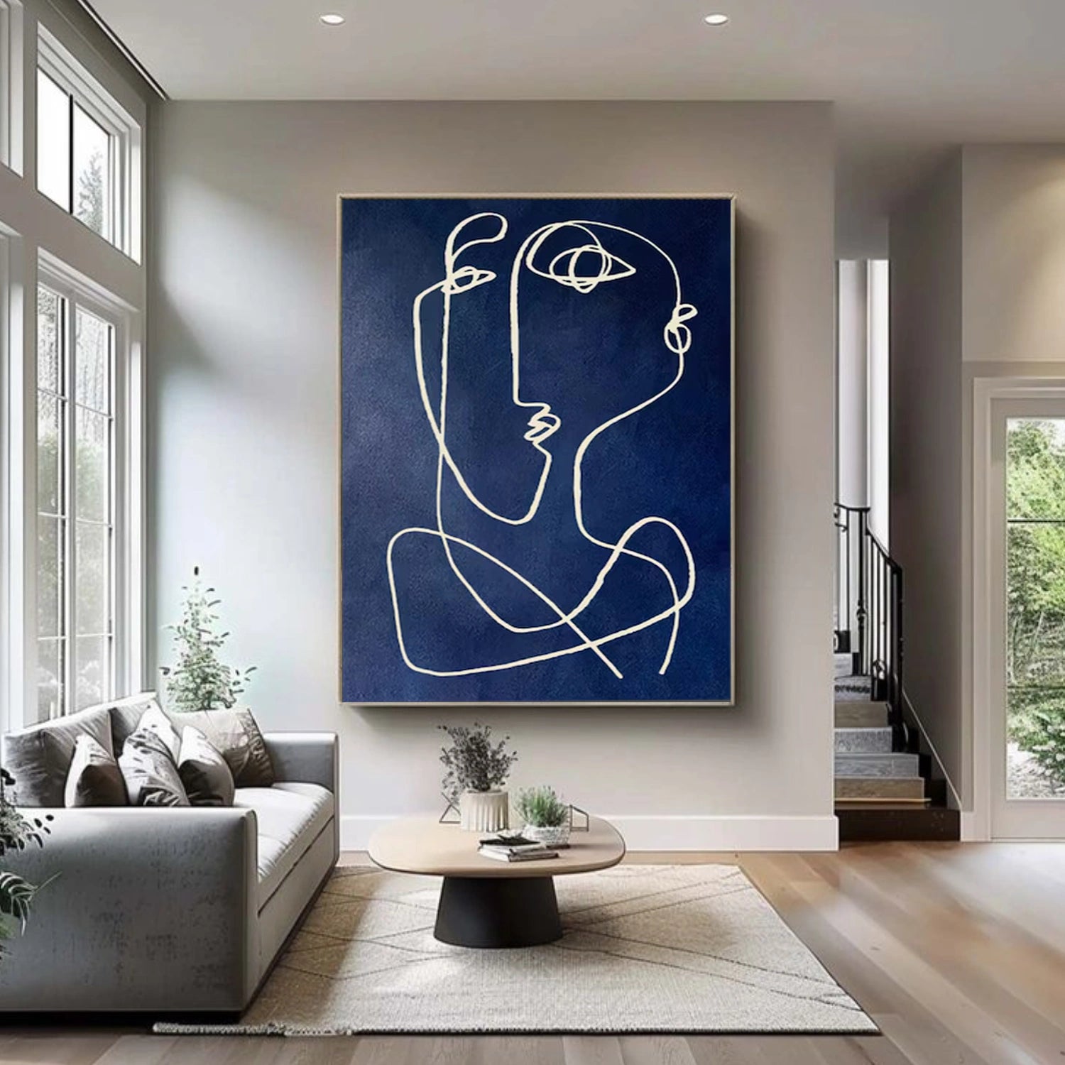 Blue Abstract Portrait Wall Art #WP016