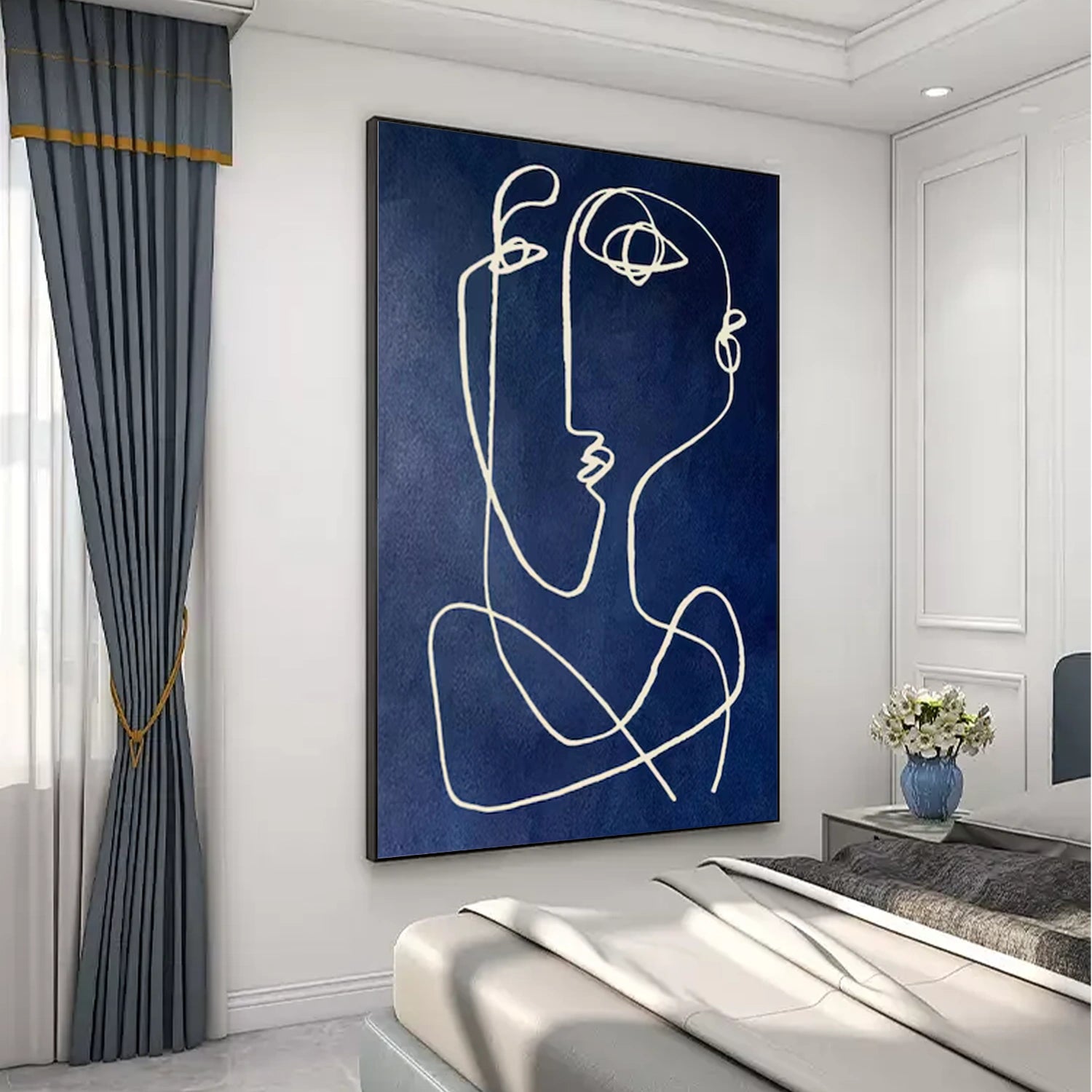 Blue Abstract Portrait Wall Art #WP016