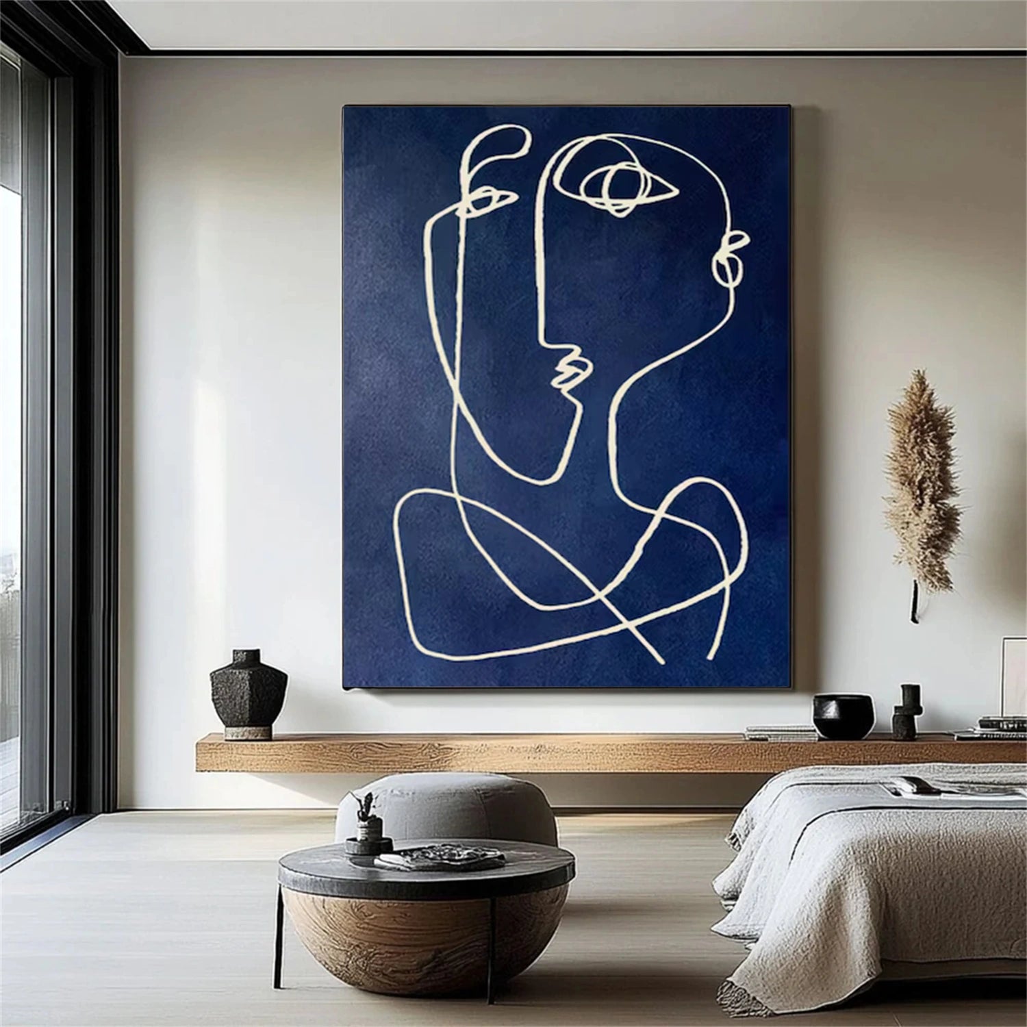 Blue Abstract Portrait Wall Art #WP016