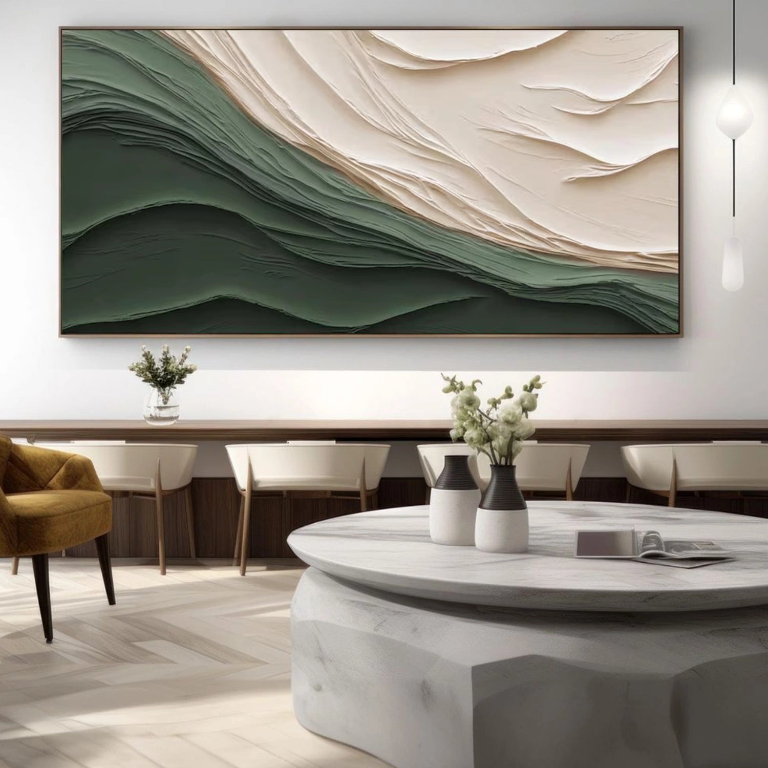 Green Textured Minimalist Wall Art #GT053