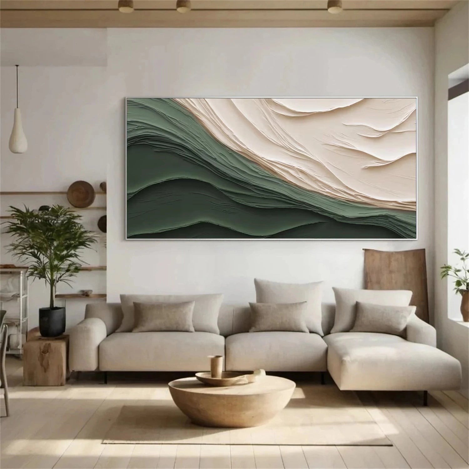 Green Textured Minimalist Wall Art #GT053