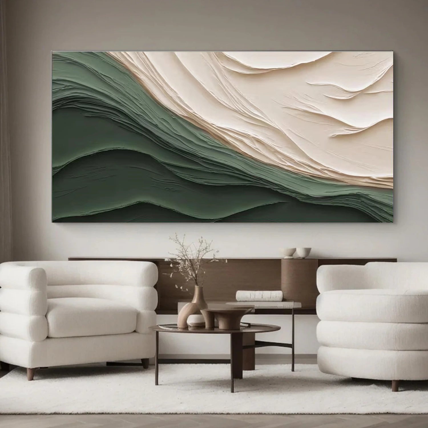 Green Textured Minimalist Wall Art #GT053