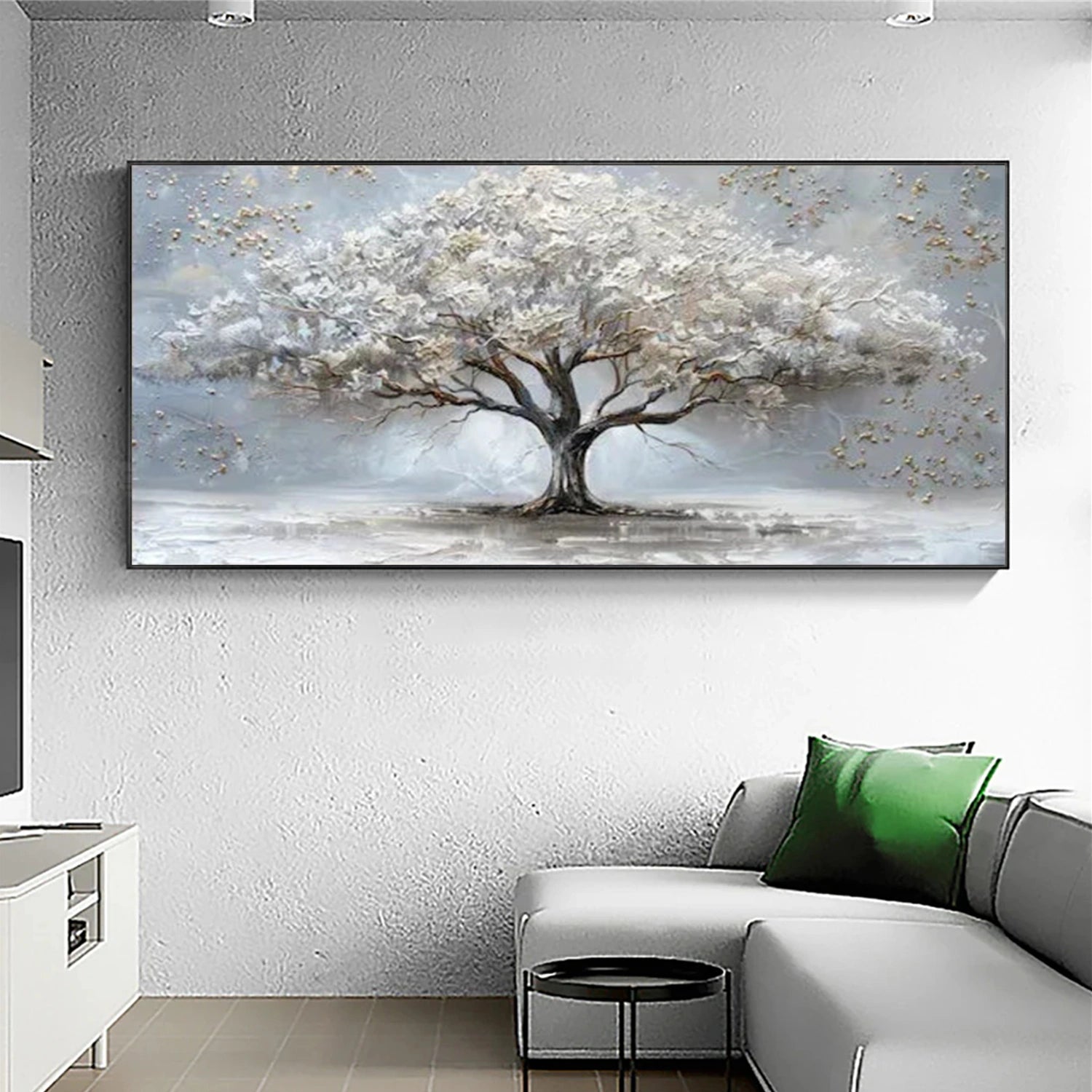 Tree And Flower Abstract Textured Wall Art #TF178