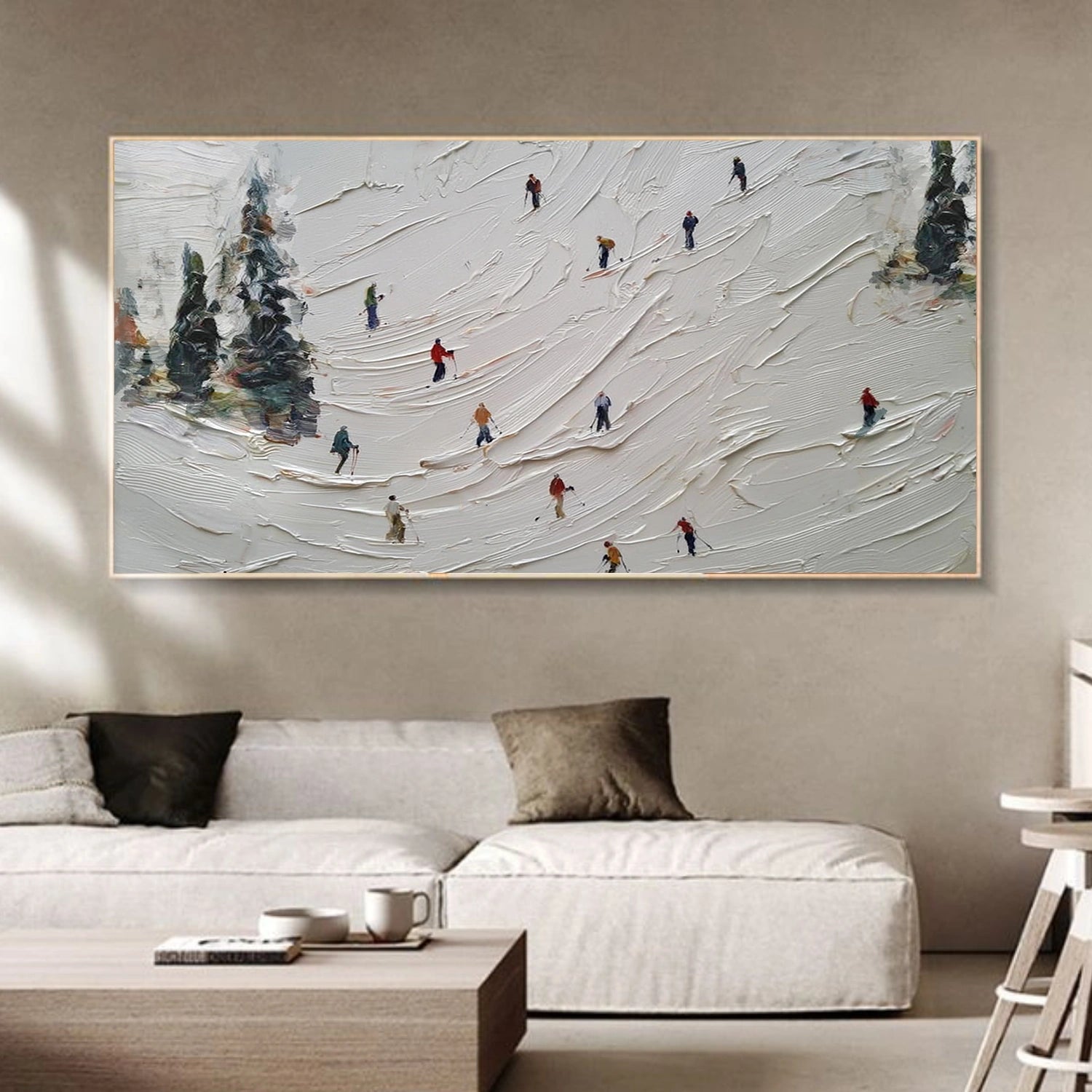 Skiing Sport Textured Wall Art #BA046
