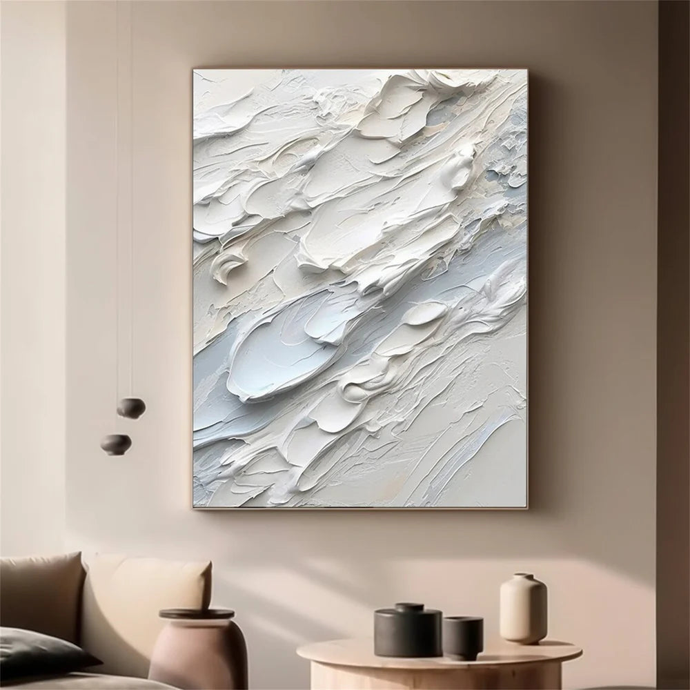 White Textured Minimalist Wall Art #WT172