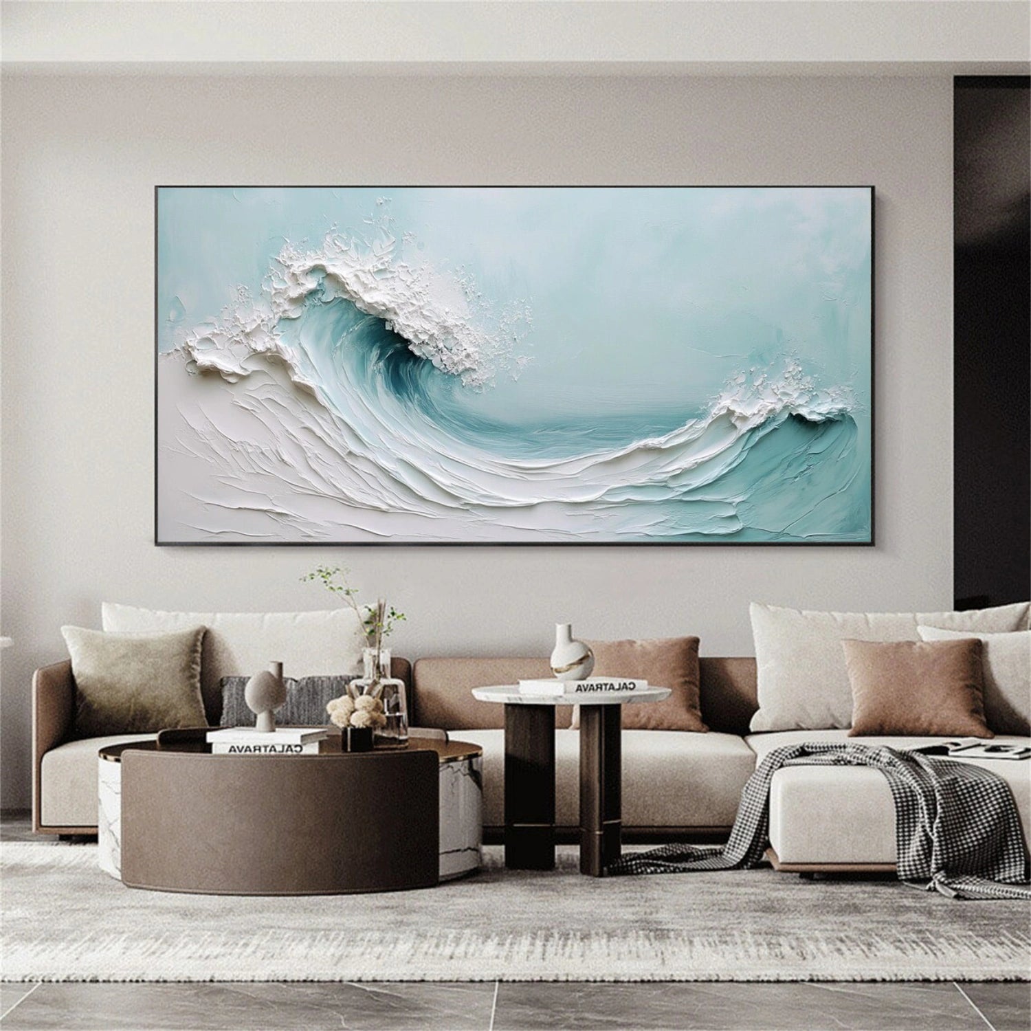 Sky And Ocean Abstract Textured Wall Art #SO352