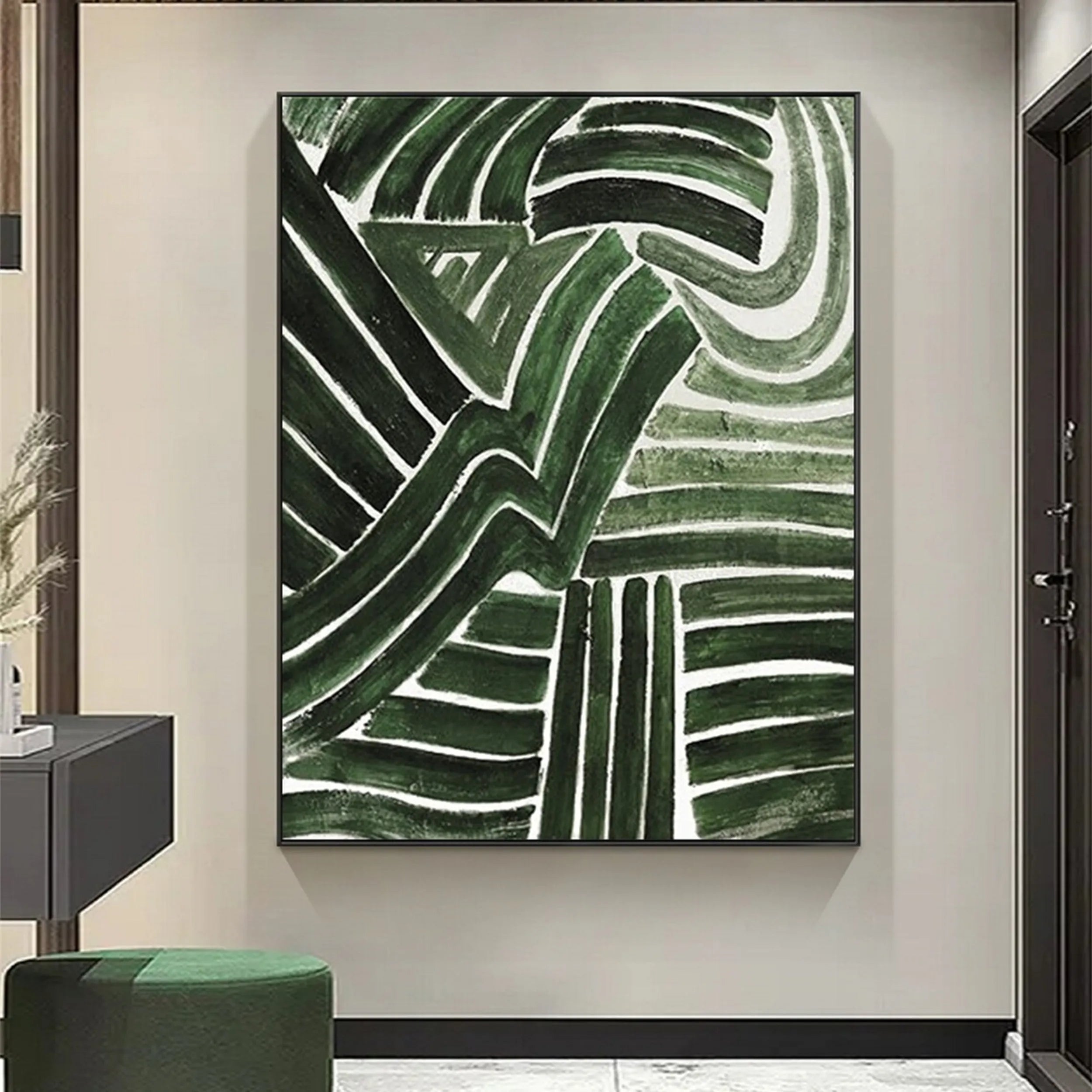 Green Textured Minimalist Wall Art #GT025