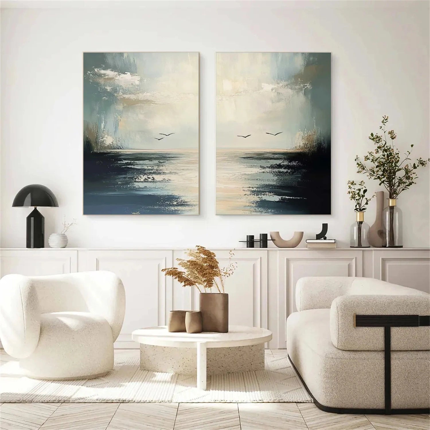 Sky And Ocean Abstract Wall Art Set of 2 #SO250