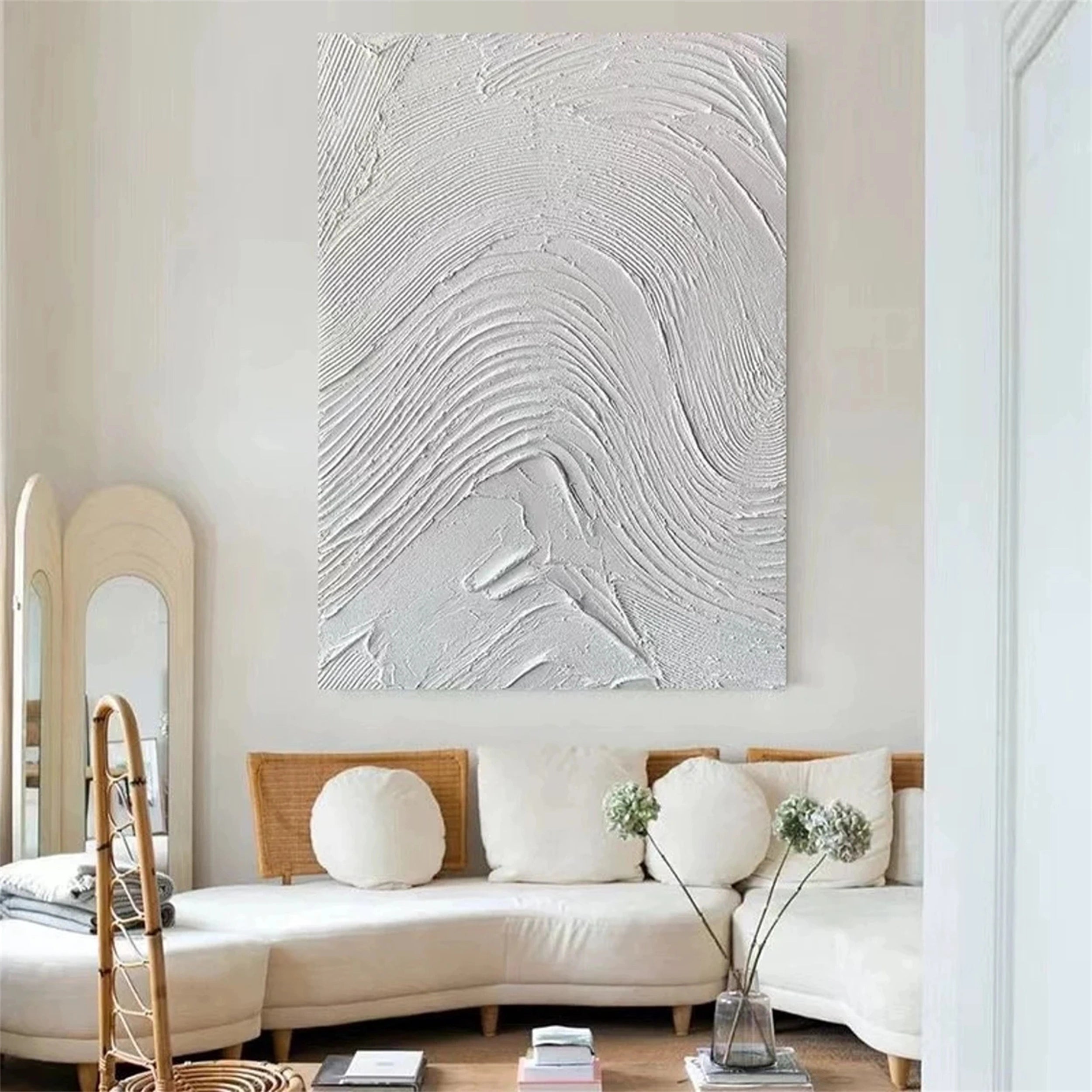 White Textured Minimalist Wall Art #WT075