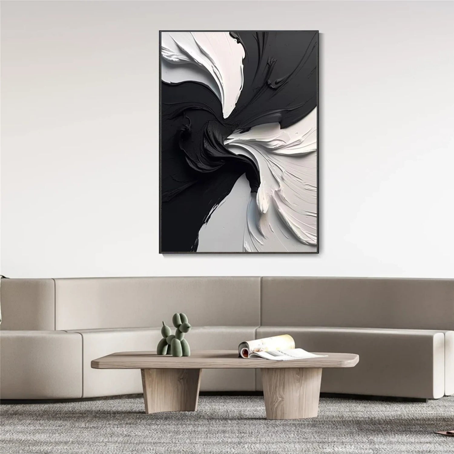 Black and White Minimalist Textured Canvas Art #BT076