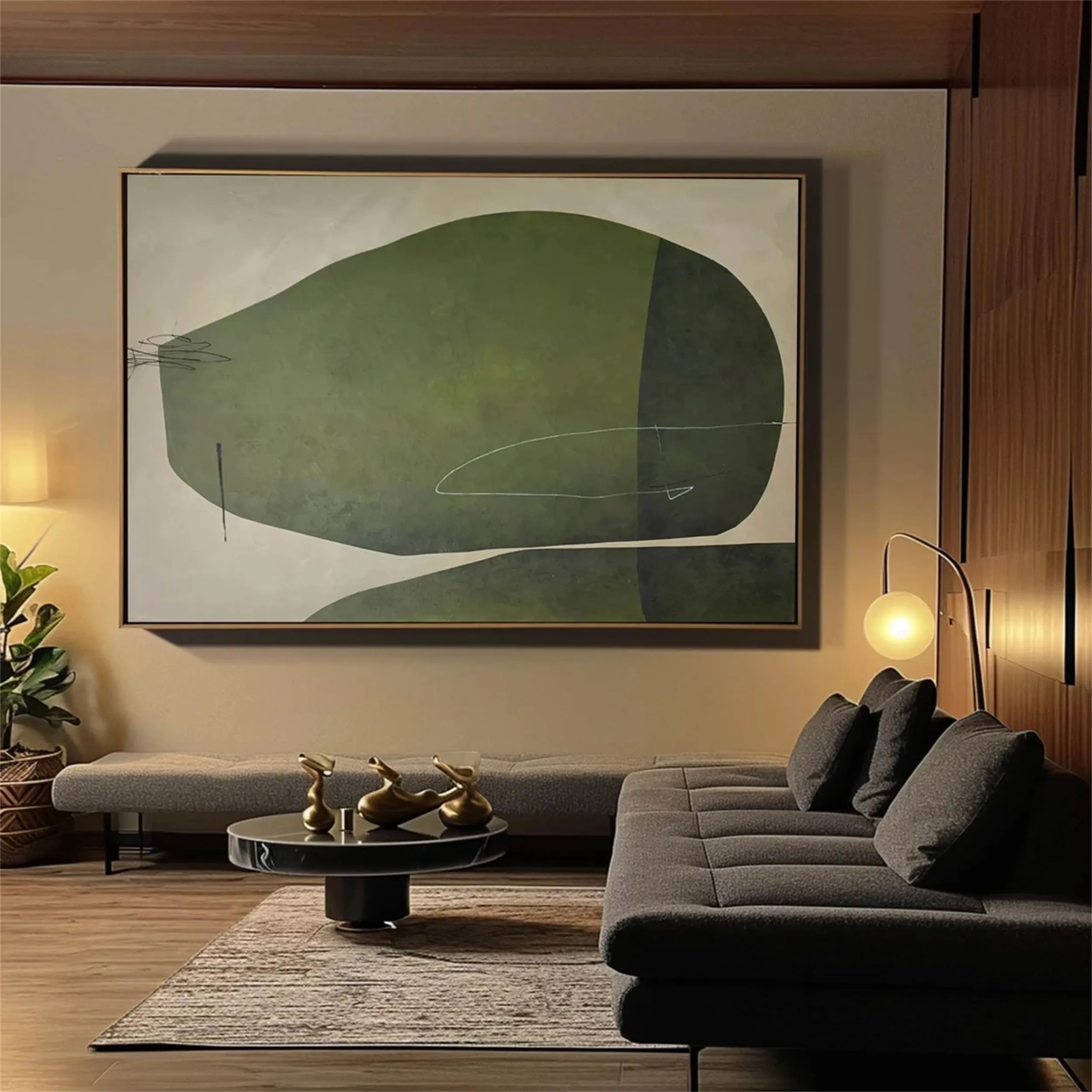 Green Textured Minimalist Wall Art #GT020