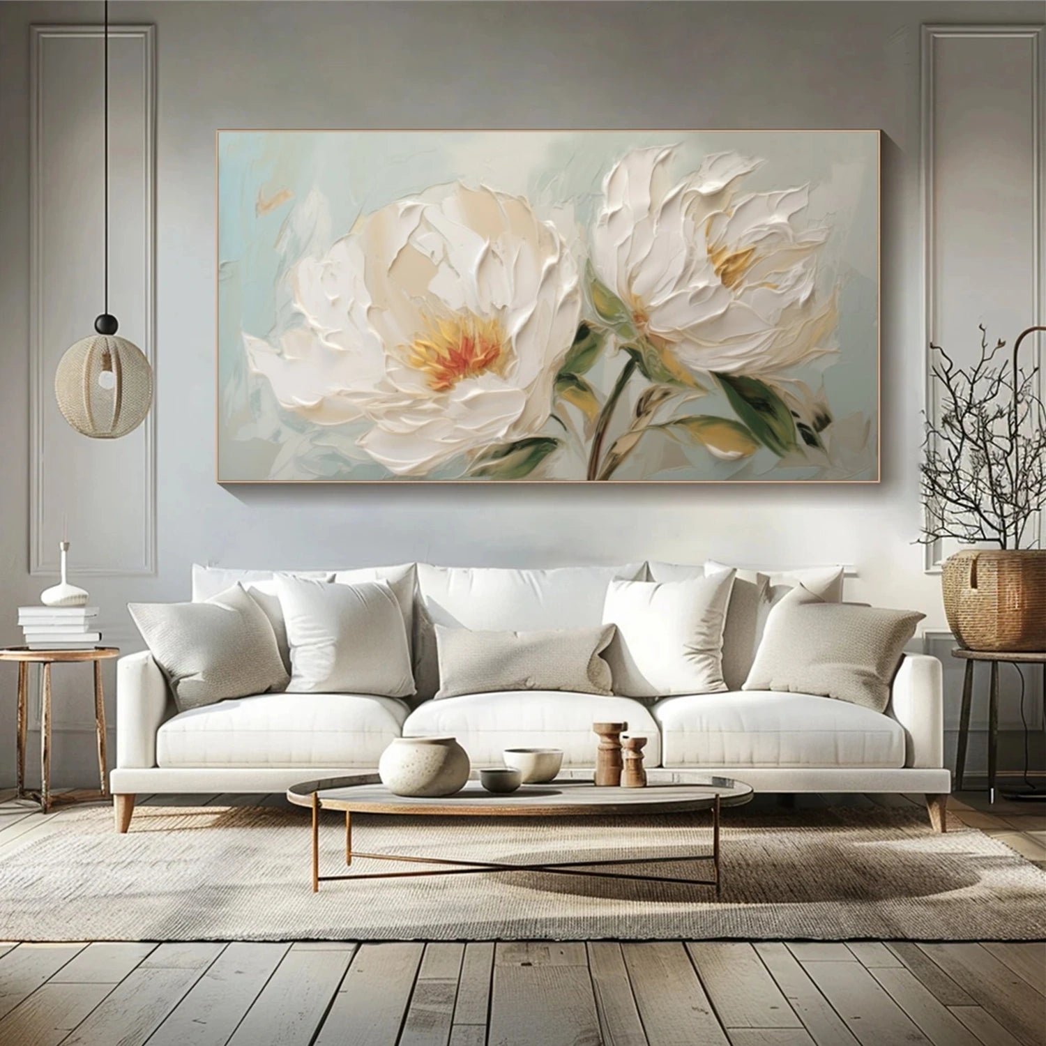 Tree And Flower Abstract Textured Wall Art #TF193