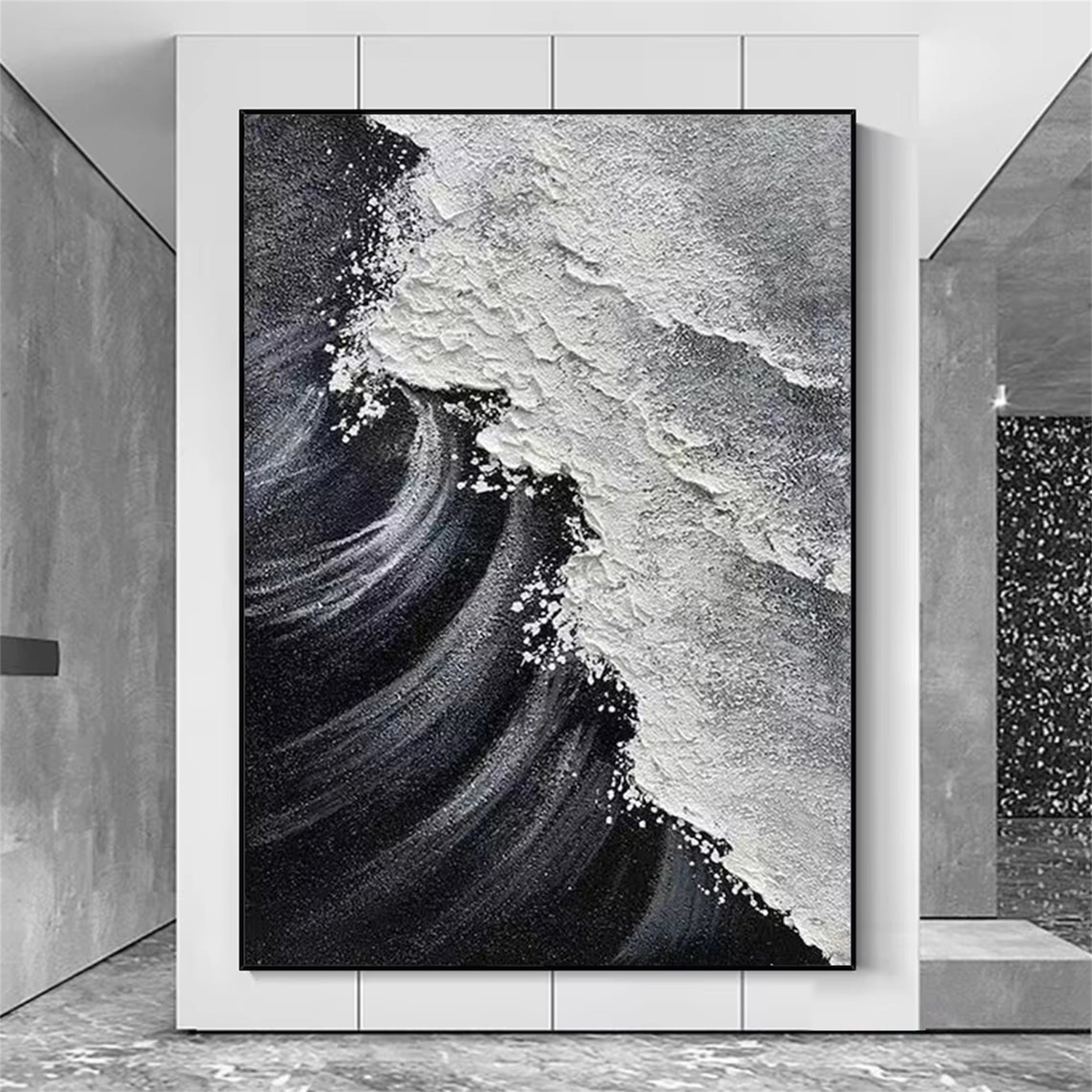 Black Textured Minimalist Wall Art #BT049