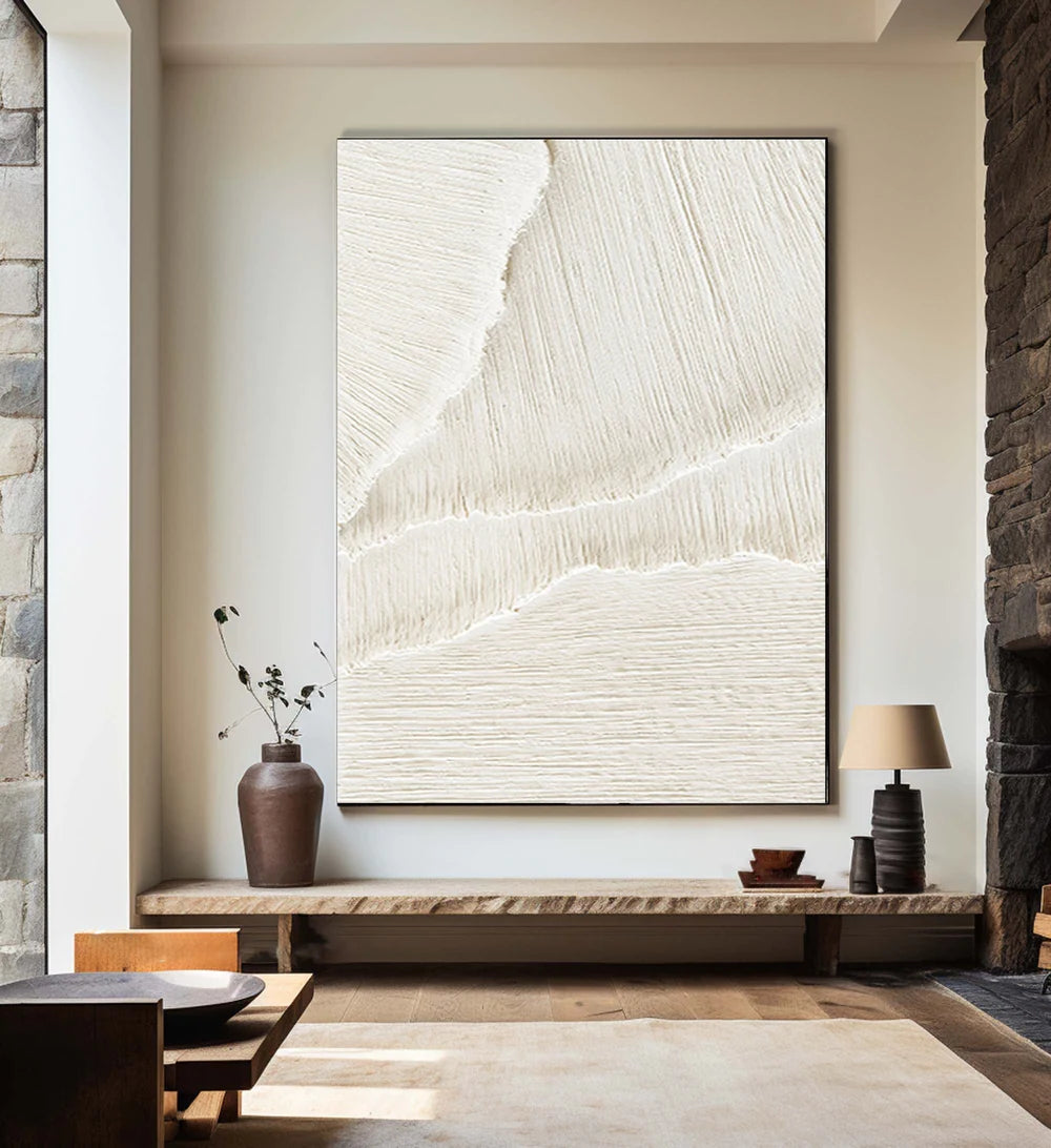 White Textured Minimalist Wall Art #WT009