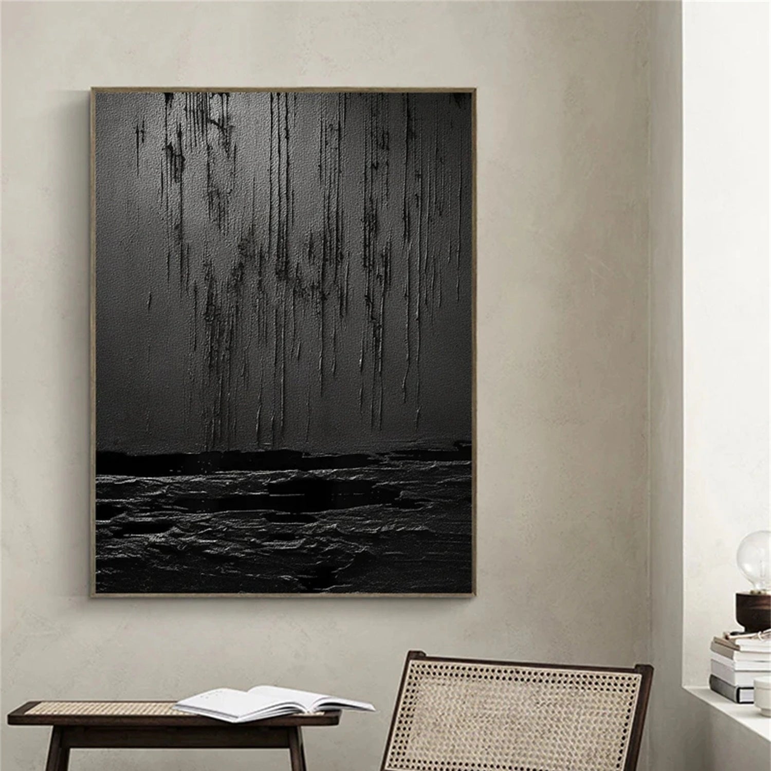 Black Textured Minimalist Wall Art #BT010