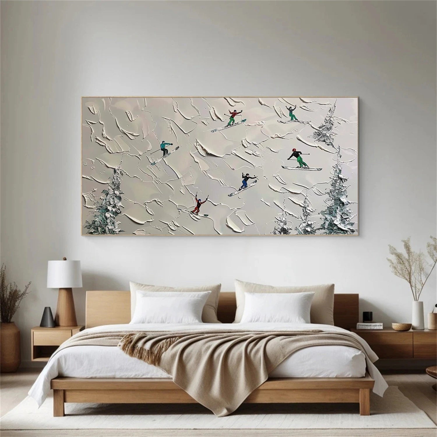 Skiing Sport Textured Wall Art #BA051