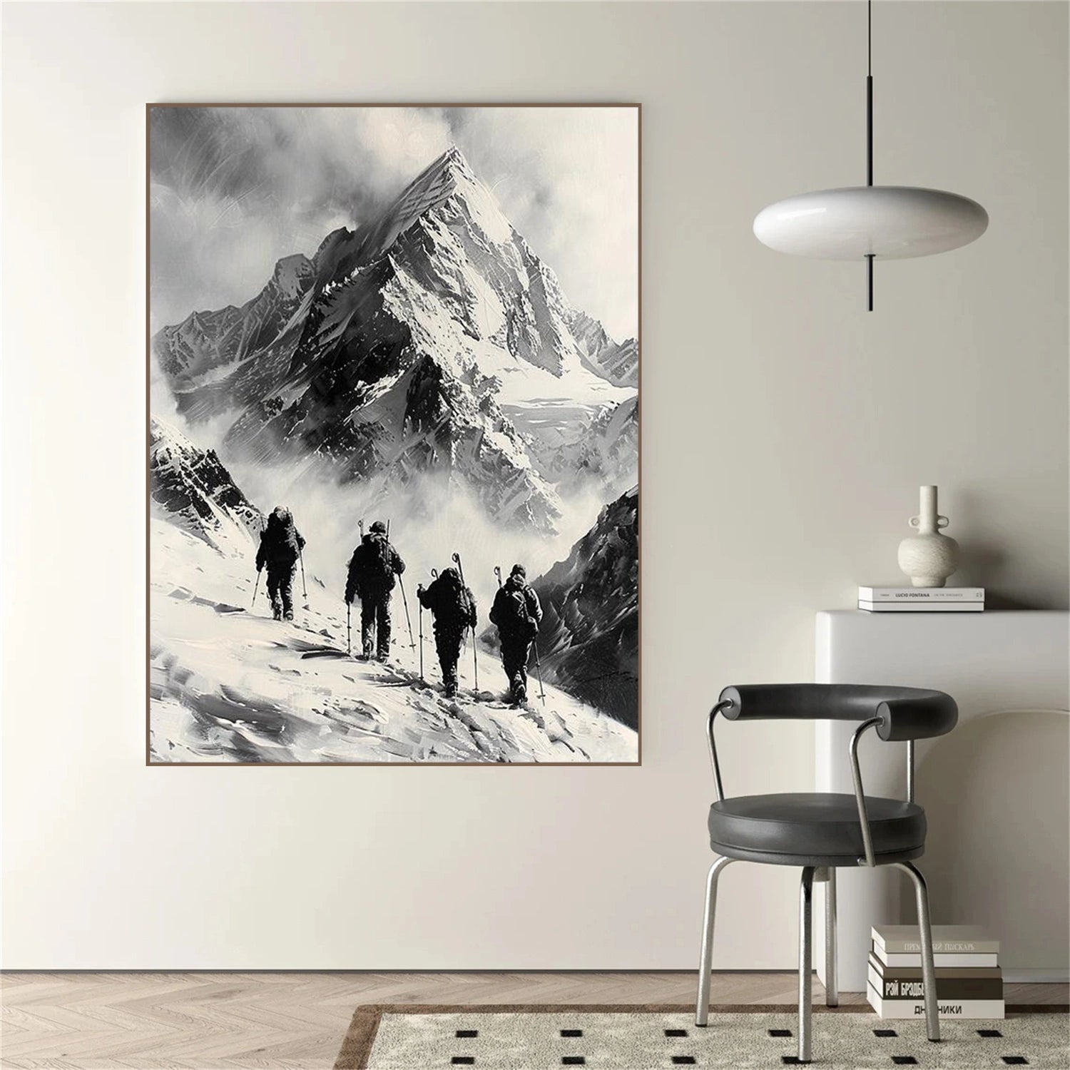 Black and White Minimalist Mountain Textured Wall Art #WT223