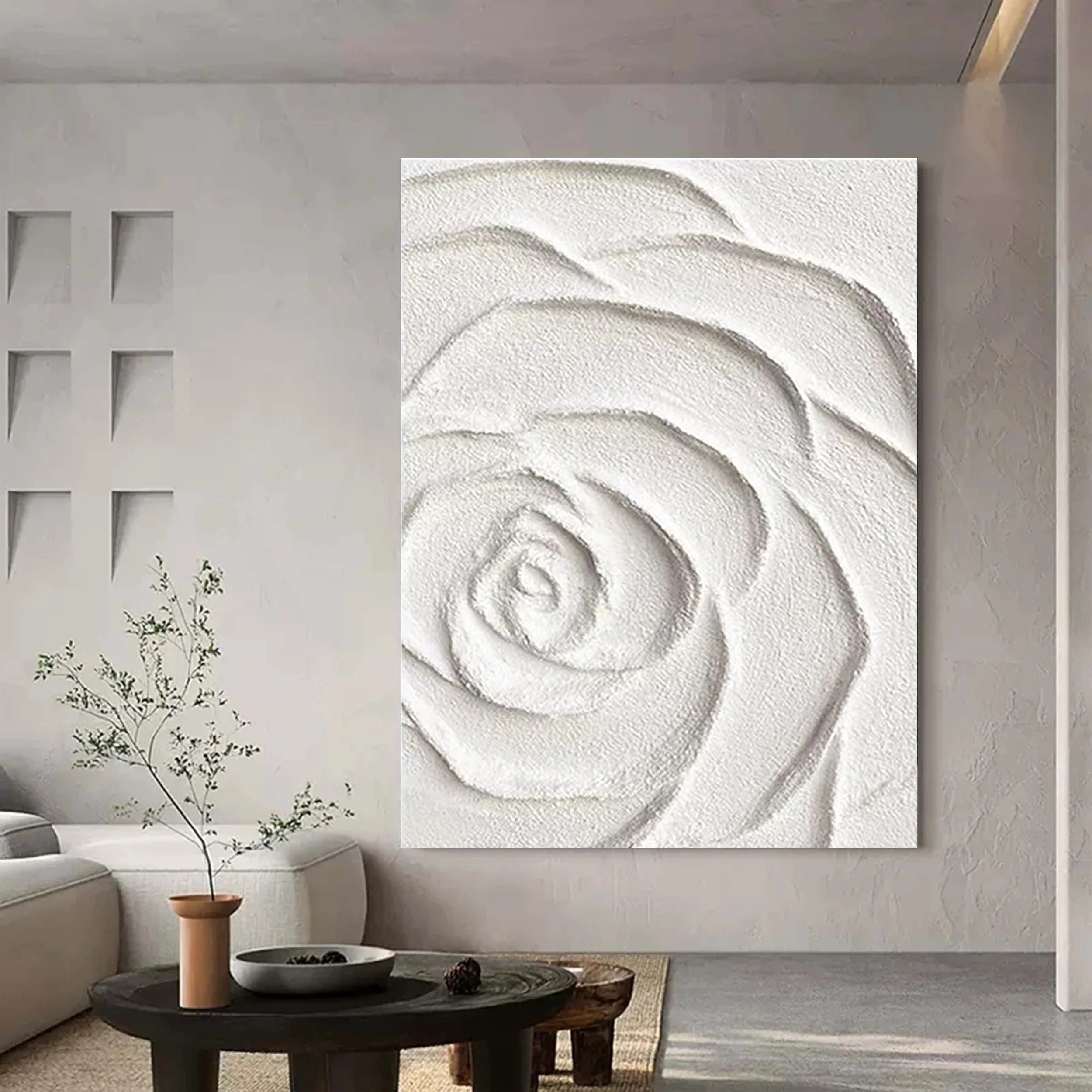 White Textured Minimalist Wall Art #WT054
