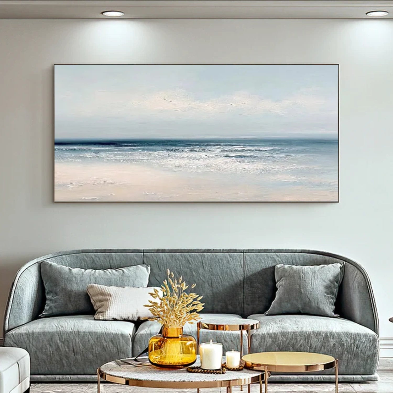 Sky And Ocean Abstract Textured Wall Art #SO383