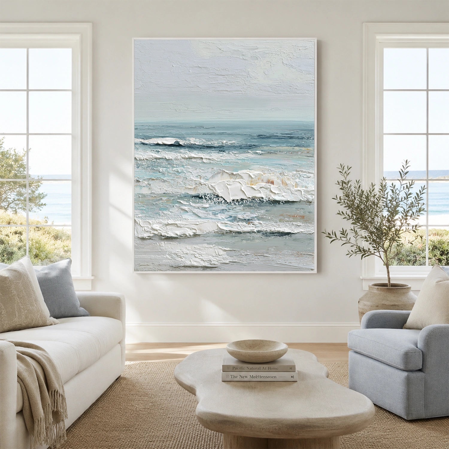 Sky And Ocean Abstract Textured Wall Art #SO443