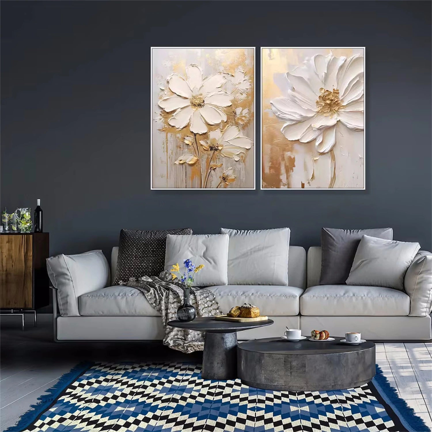 Colorful Tree And Flower Painting Set of 2 #TF016