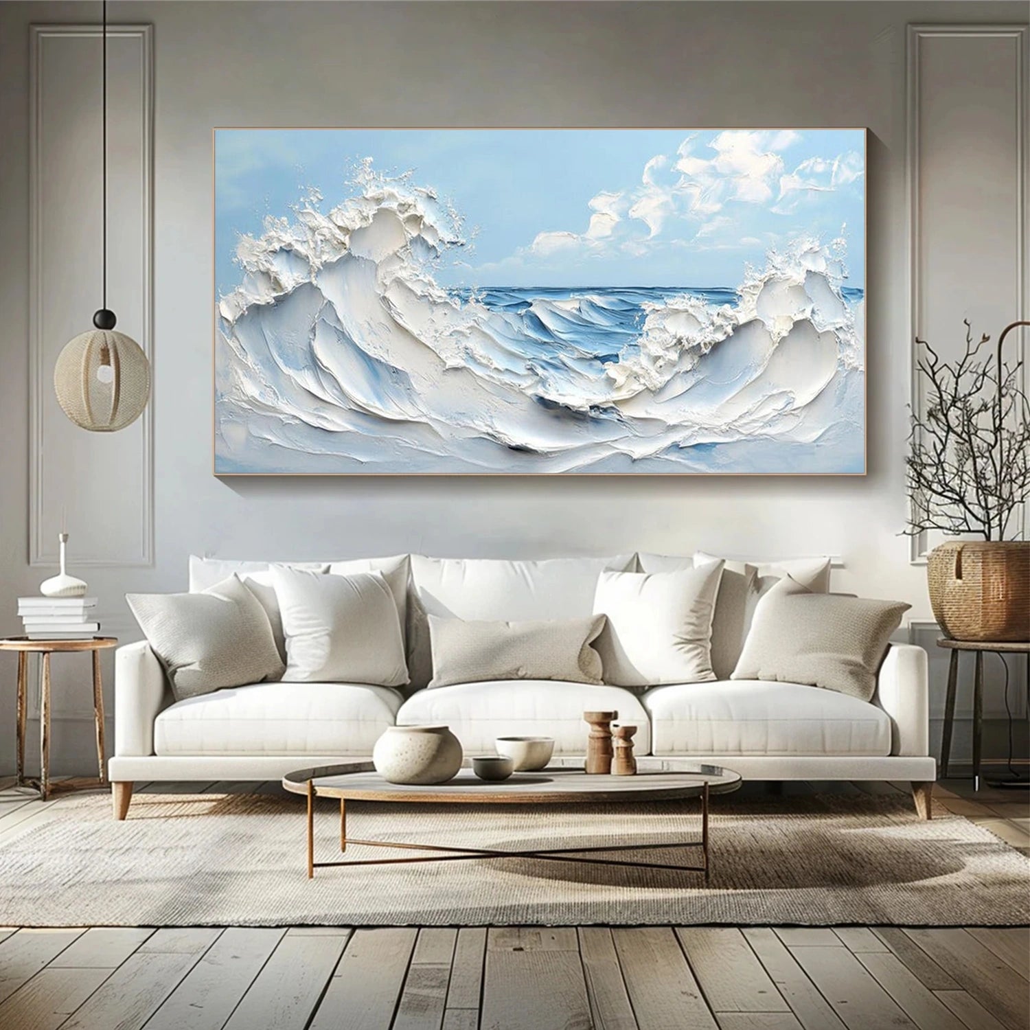 Sky And Ocean Abstract Textured Wall Art #SO397