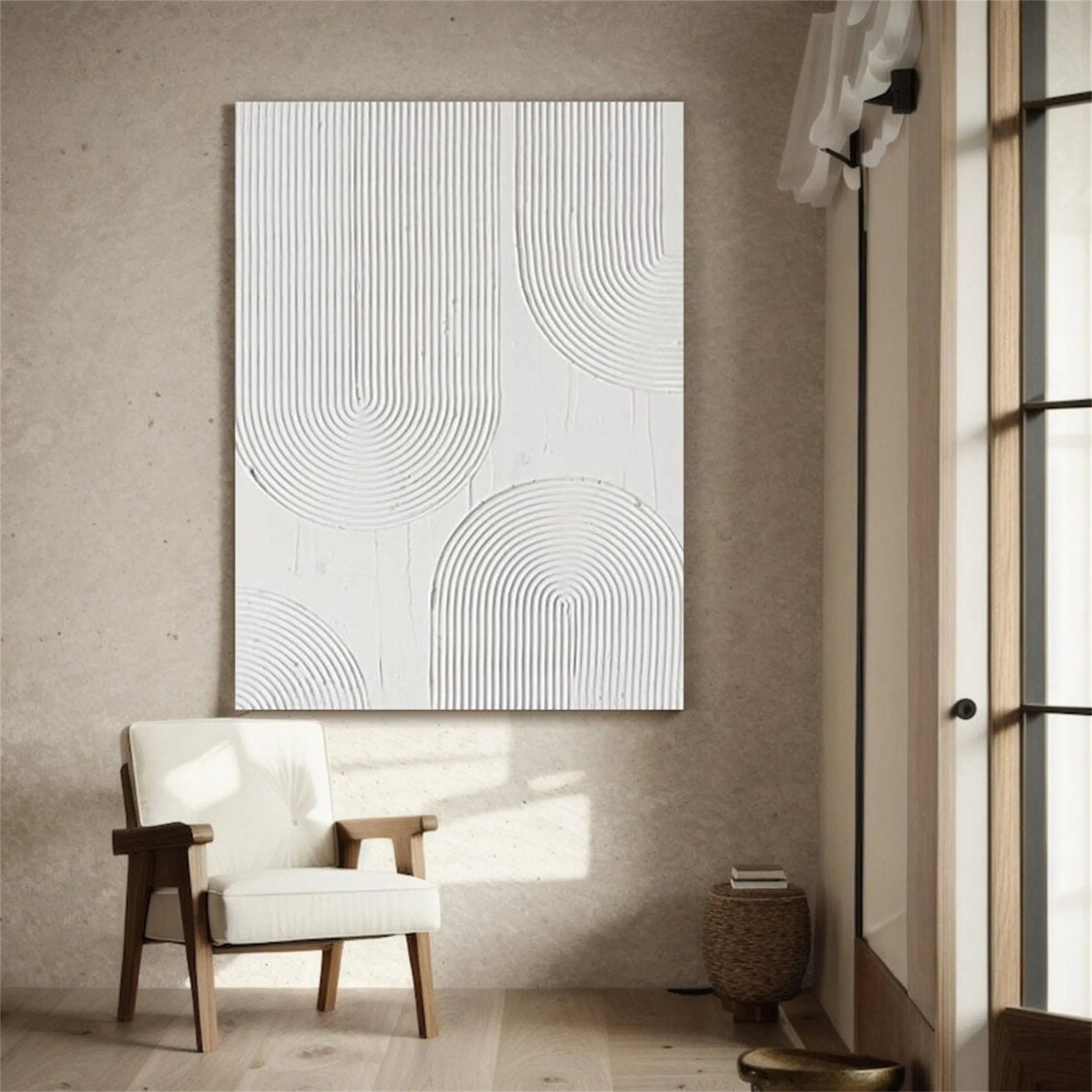 White Textured Minimalist Wall Art #WT106