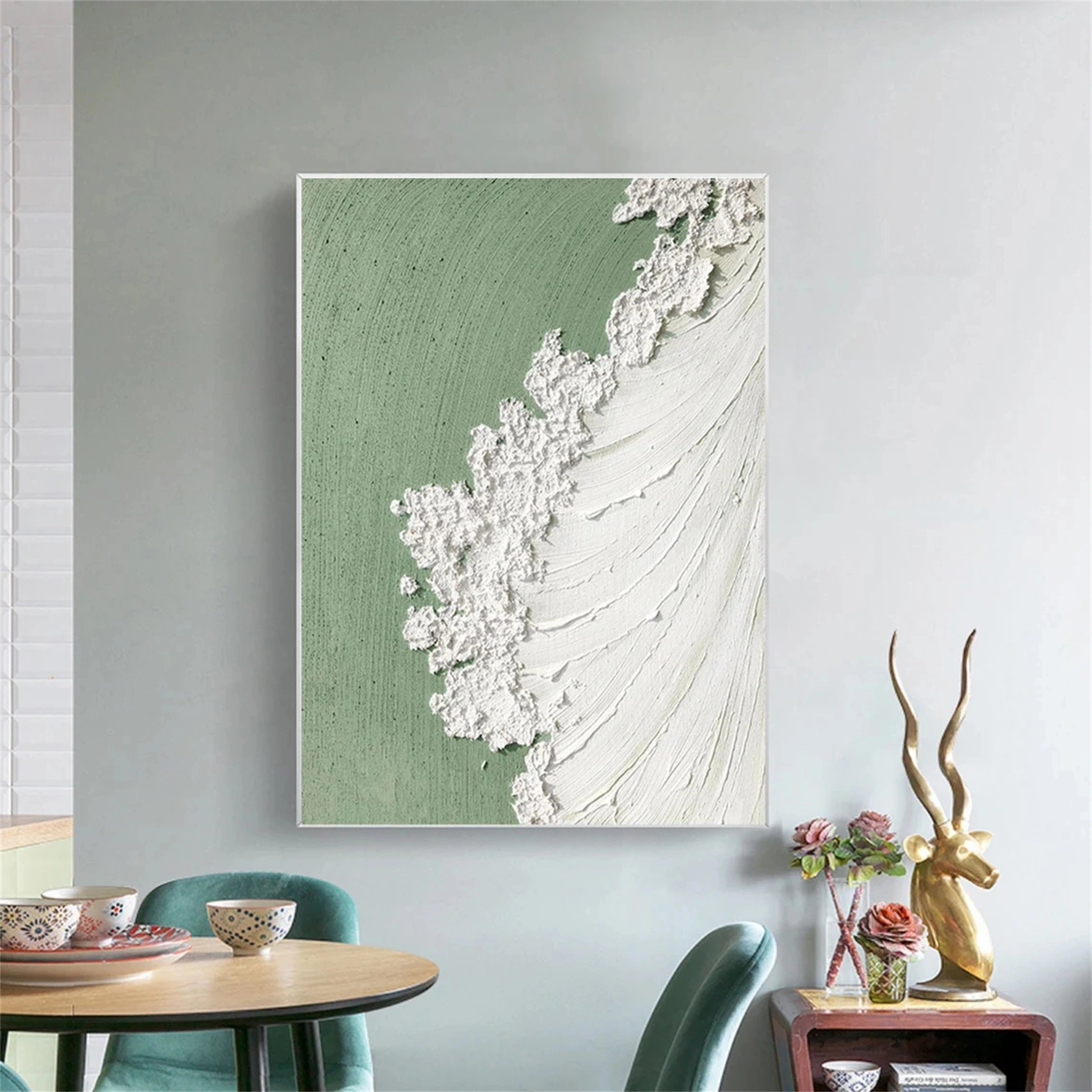 Green Textured Minimalist Wall Art #GT004