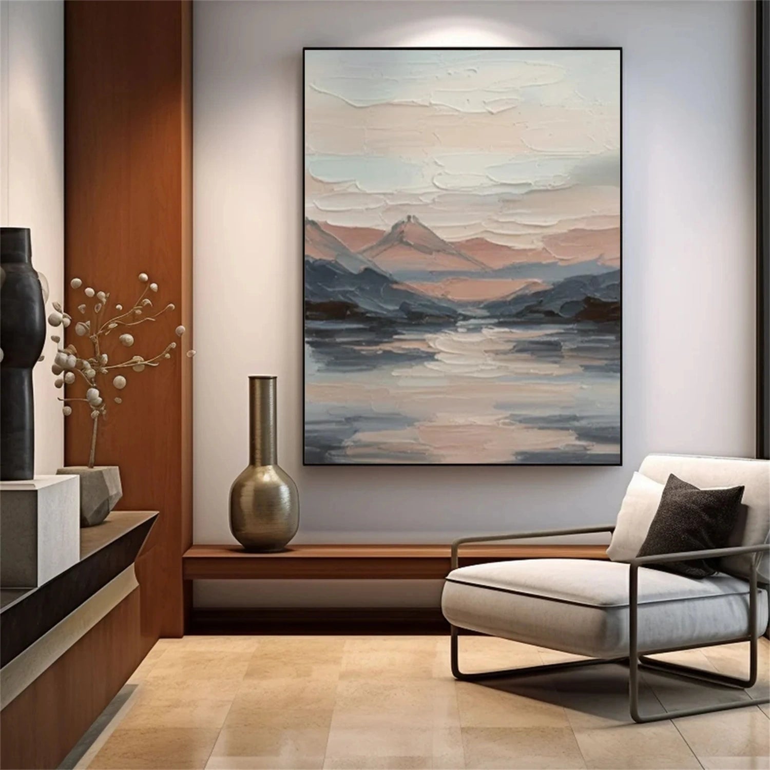 Sky And Ocean Abstract Textured Wall Art #SO388