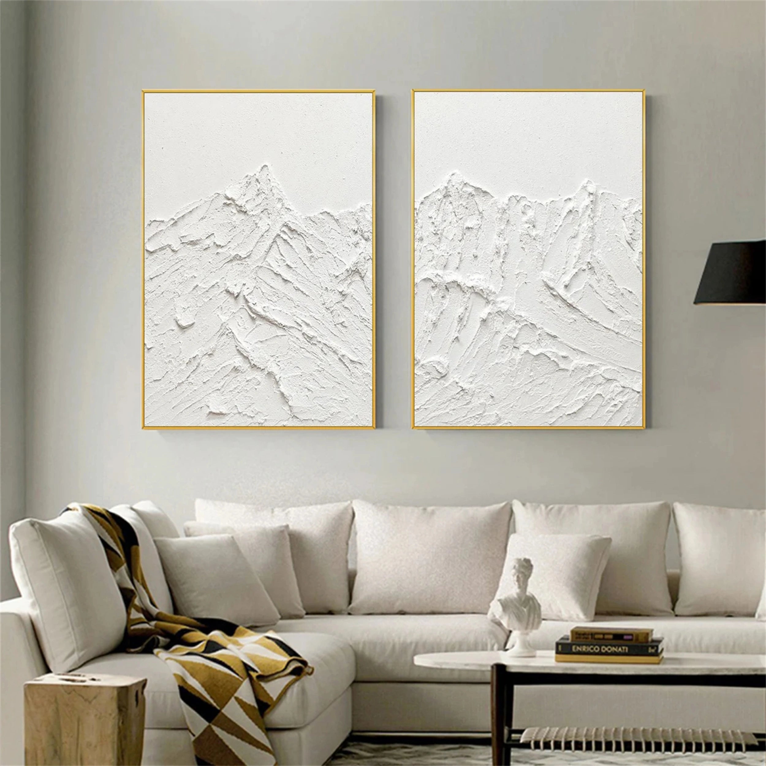 White Textured Minimalist Wall Art Set of 2 #WT081