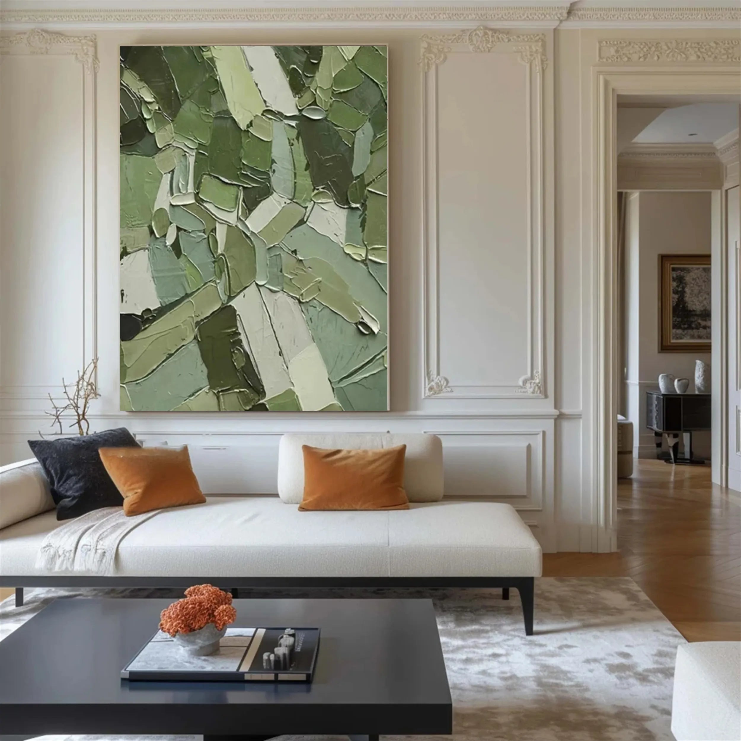 Green Textured Minimalist Wall Art #GT032